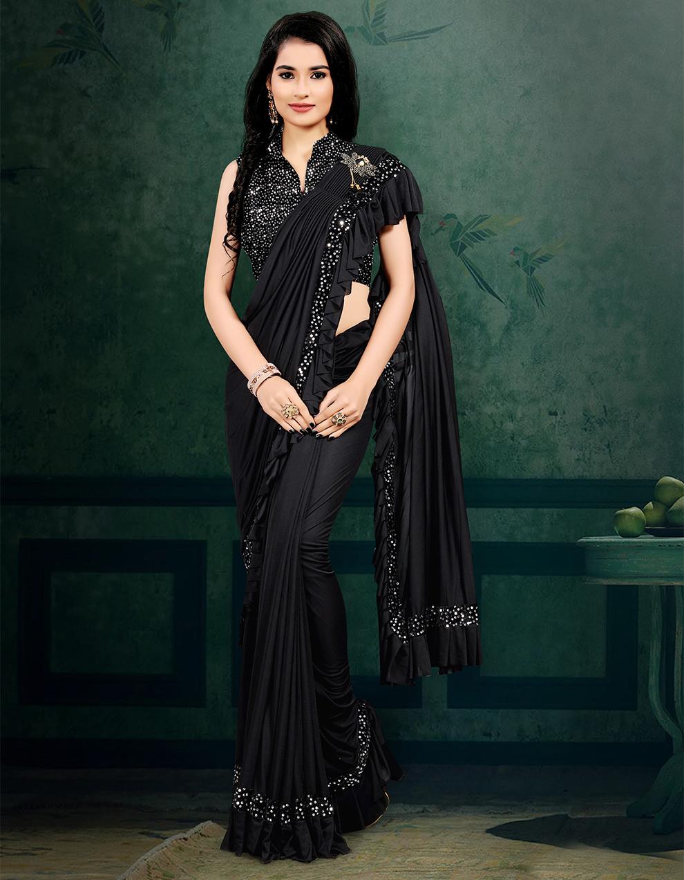 Black Silk Saree With Blouse SD25102