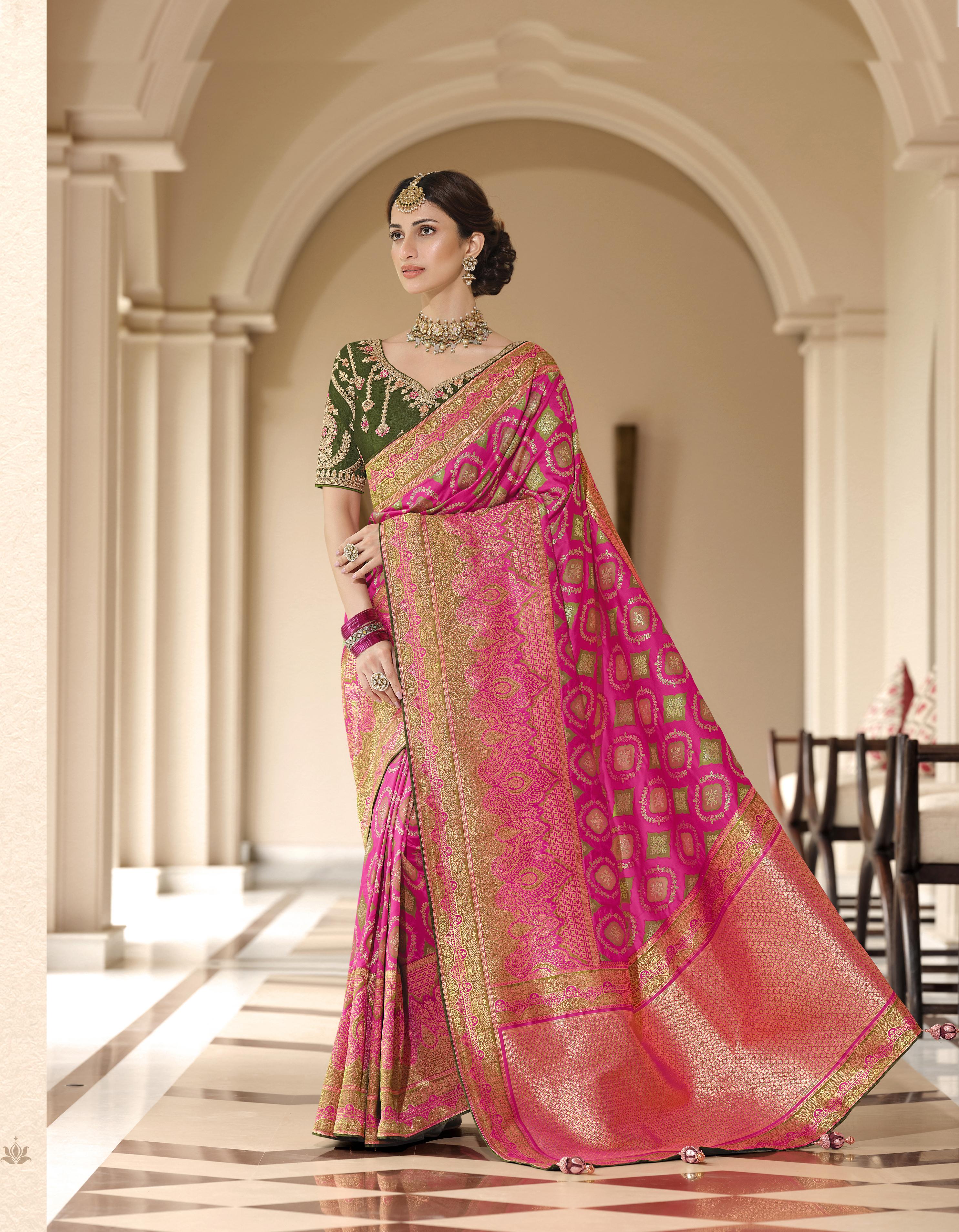 Pink Silk Festive wear Saree for Women With Blouse SD27190