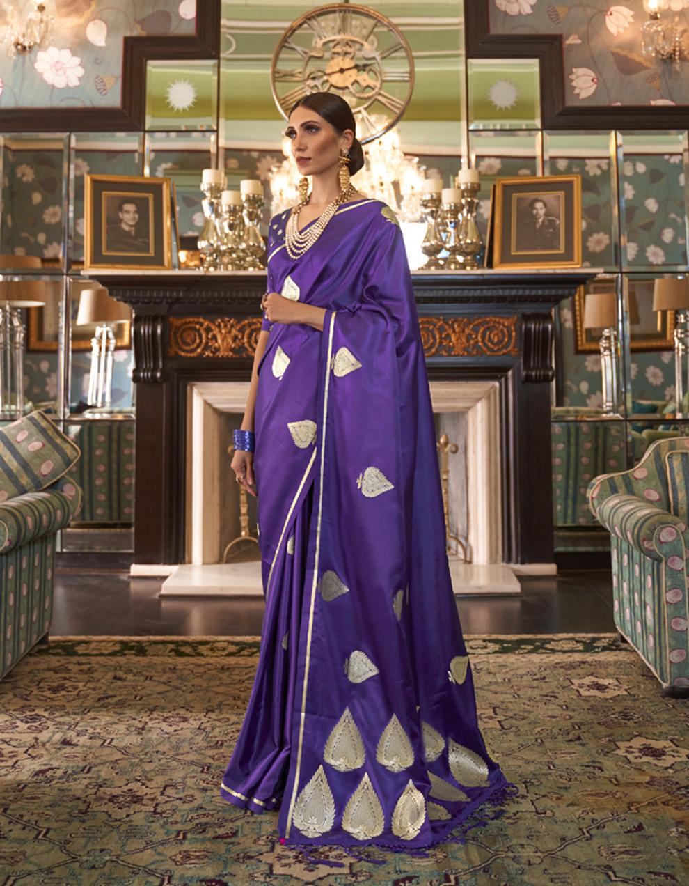 Purple Satin Silk  Saree for Women With Blouse SD27396