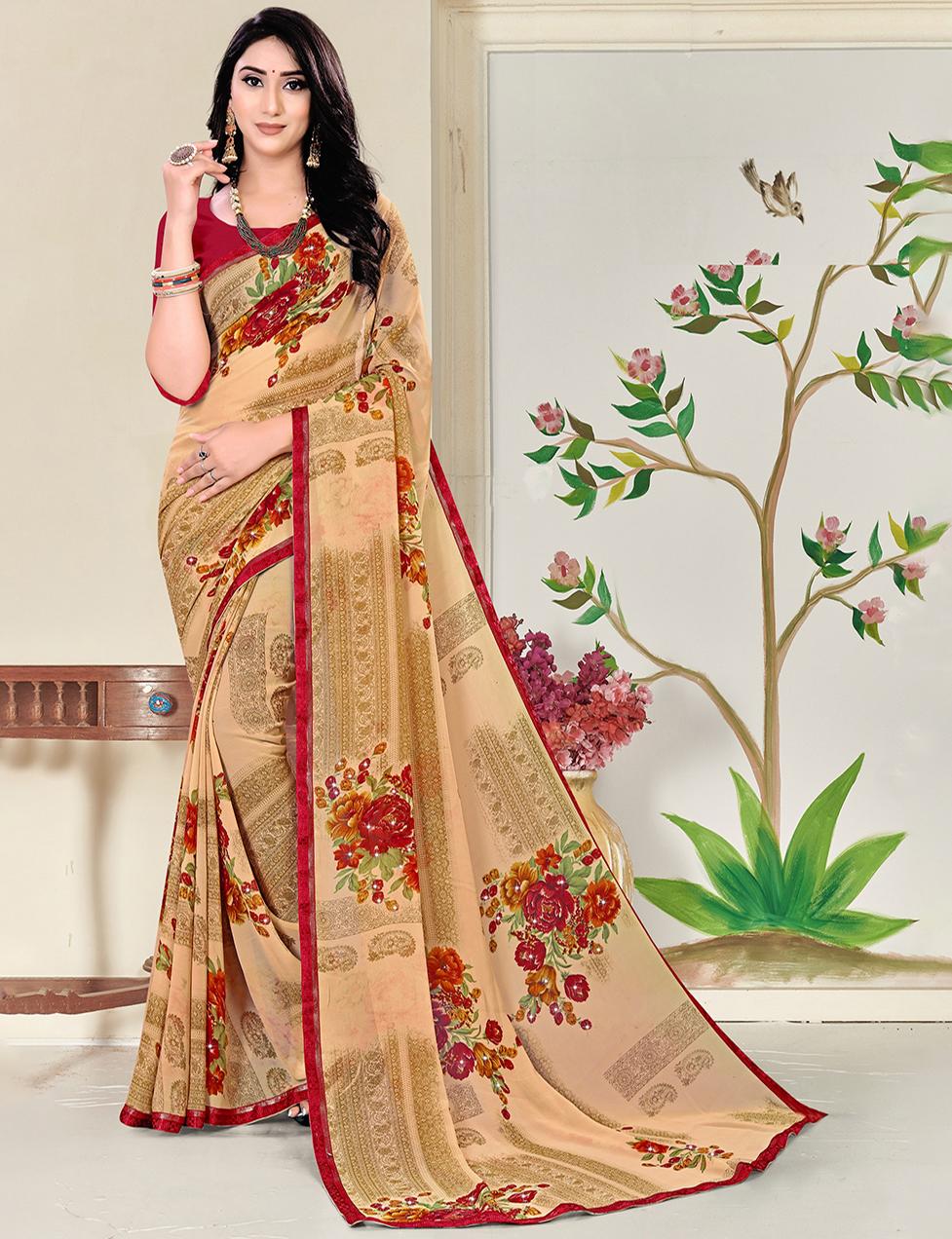 Beige Georgette Saree With Blouse IW24729