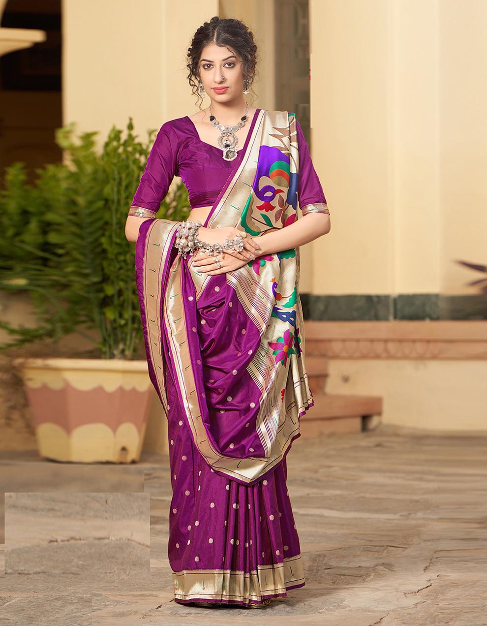 Purple Silk Saree With Blouse SD25780