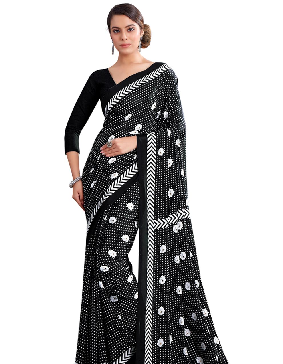 white CREPE SILK Saree for Women With Blouse SD28806
