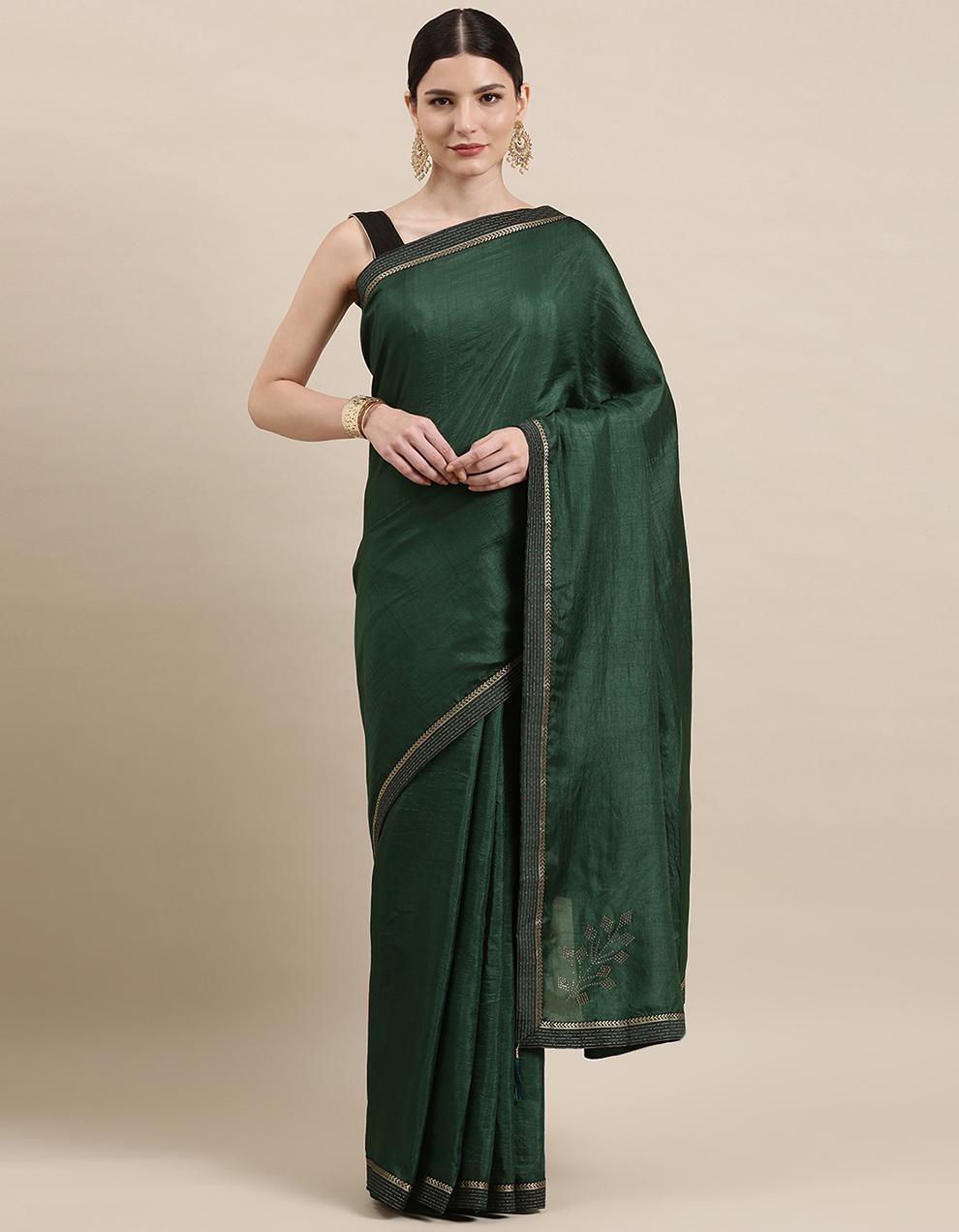 Green Silk Saree With Blouse IW26556
