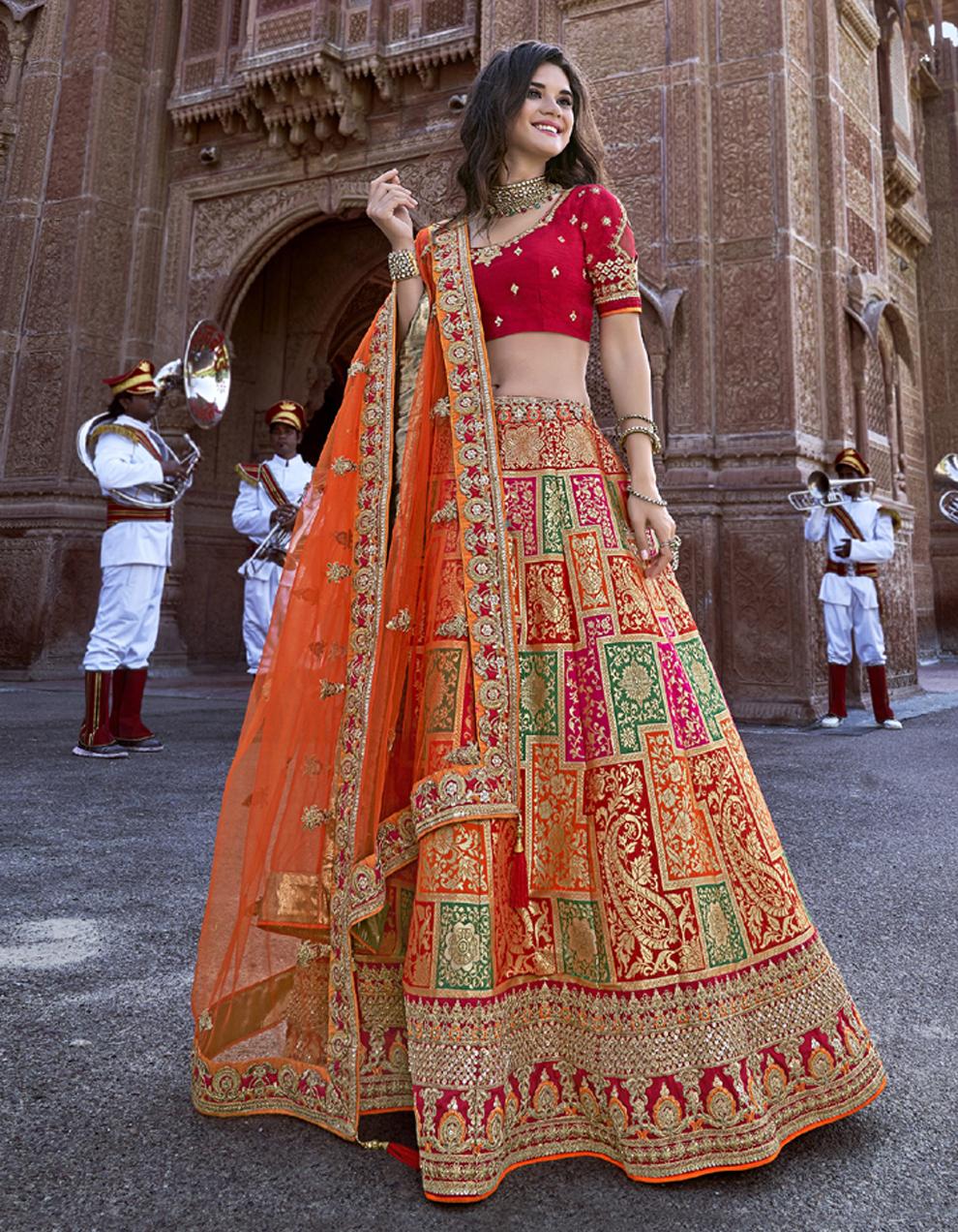 Banarasi Silk Multicolor Semi Stitched Lehenga with Choli And Dupatta LSD2781