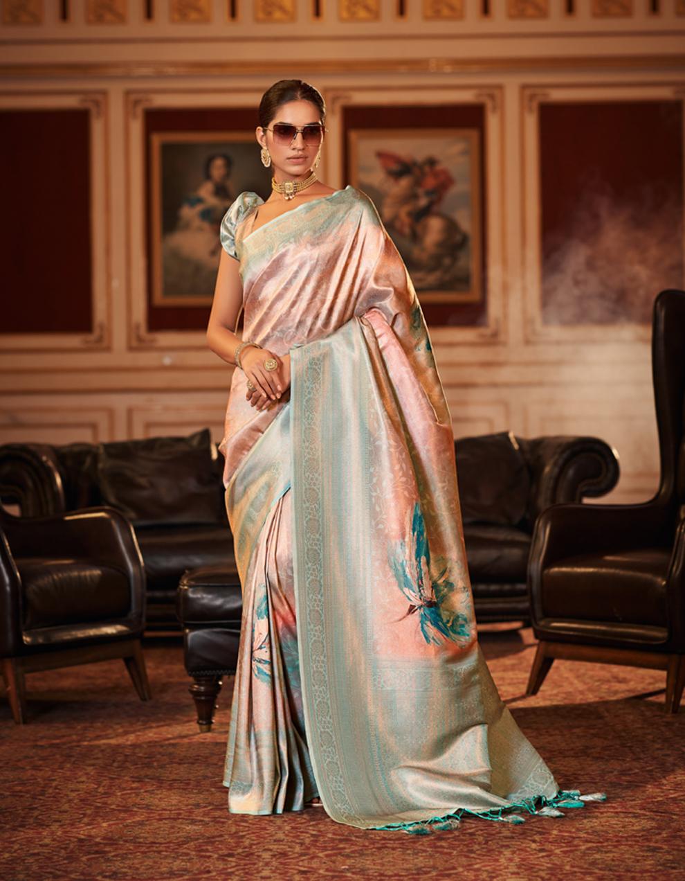 Peach SOFT SILK Saree for Women With Blouse SD28653