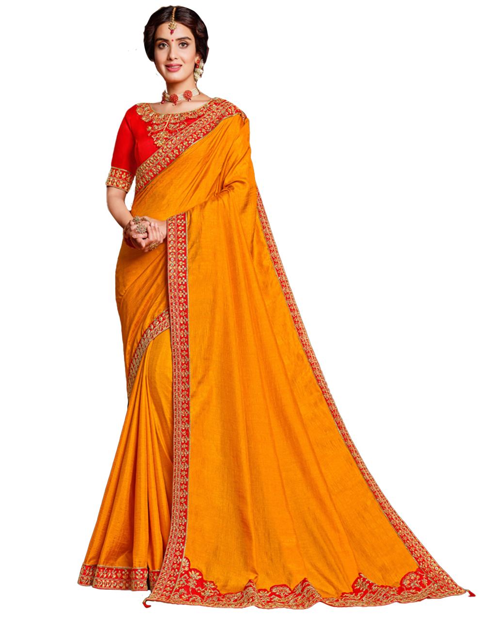 Mustard Poly Silk Saree With Blouse IW24678