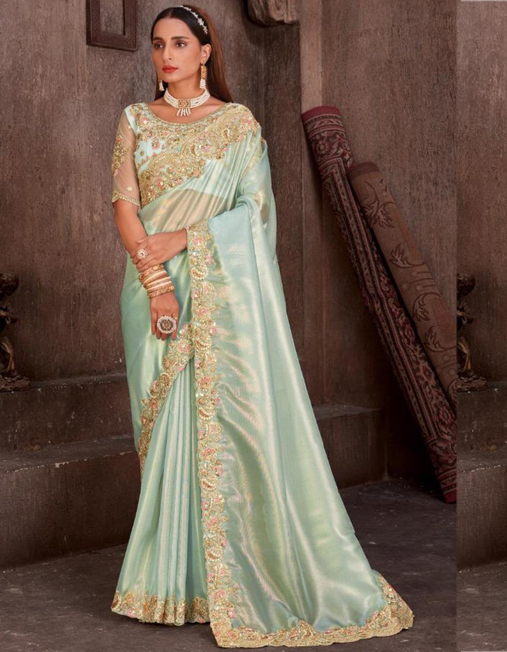Green Silk Saree for Women With Blouse SD27721