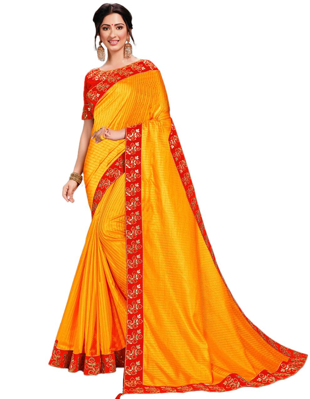 Mustard Poly Silk Saree With Blouse IW24618