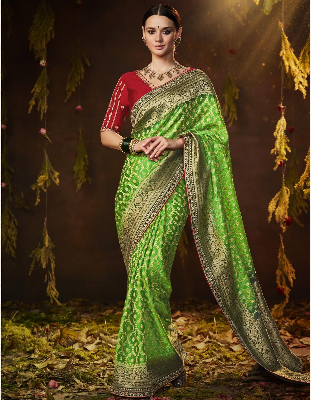 Green Georgette Saree for Women With Blouse SD27603