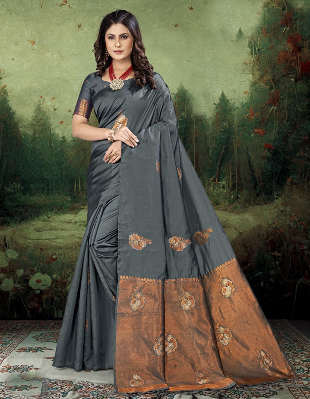 Black SOFT SILK Saree for Women With Blouse SD28664