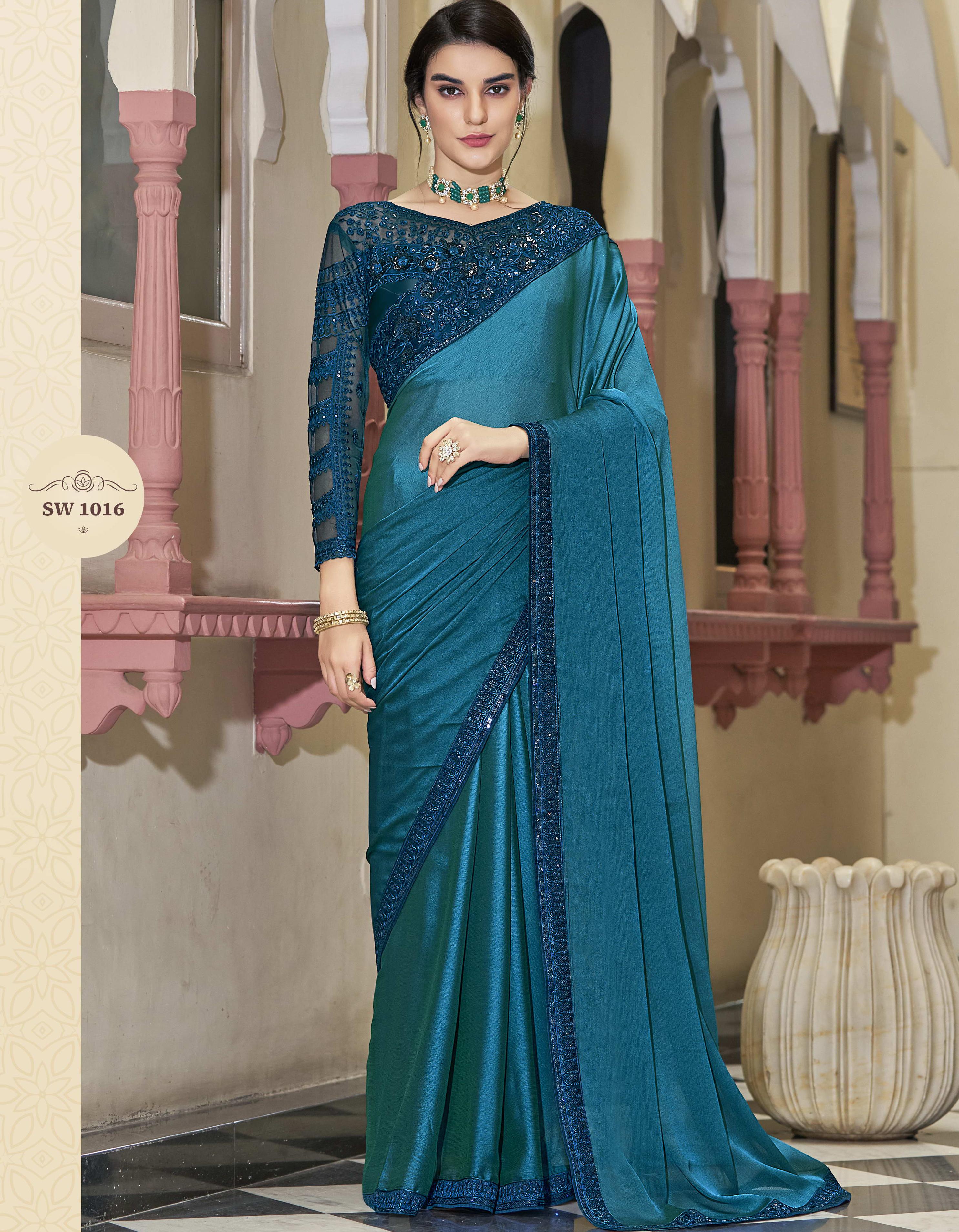 Blue Silk Festive wear Saree for Women With Blouse SD27103