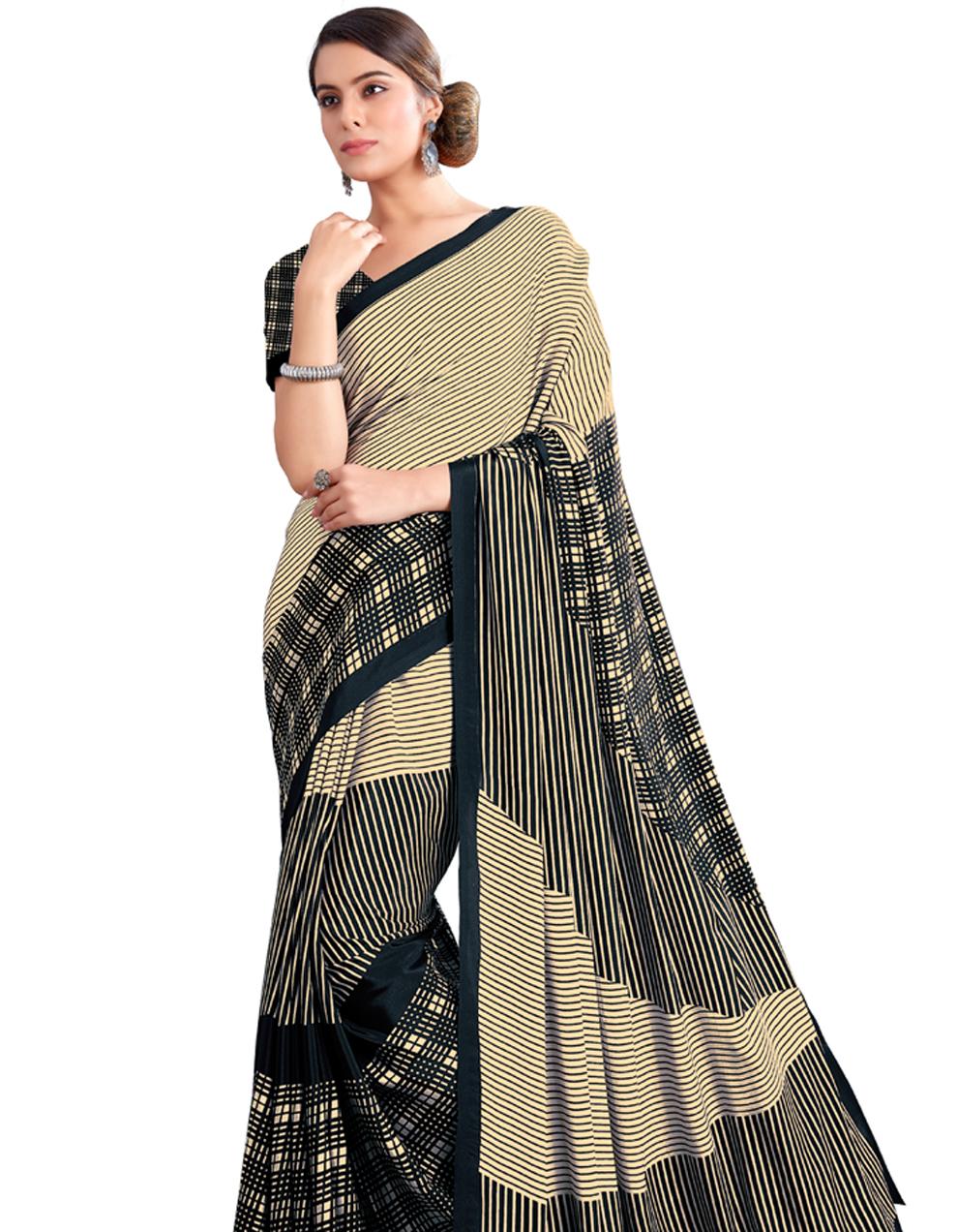 Yellow CREPE SILK Saree for Women With Blouse SD28776