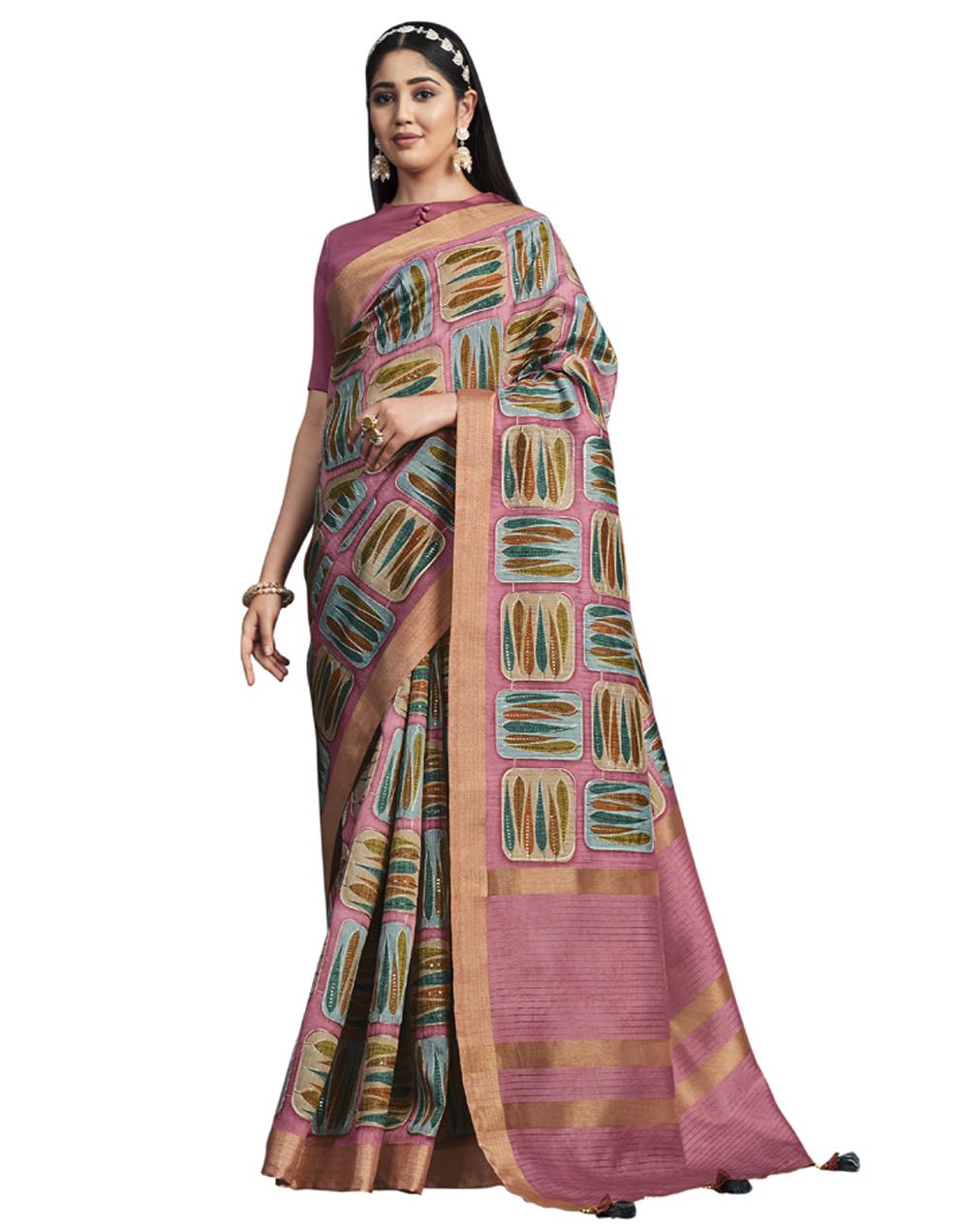 green TUSSER SILK Saree for Women With Blouse SD28533