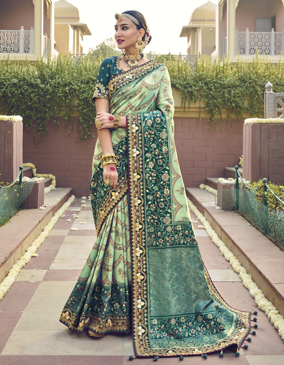 Green Pure Silk Patola saree for Women With Blouse SD27681