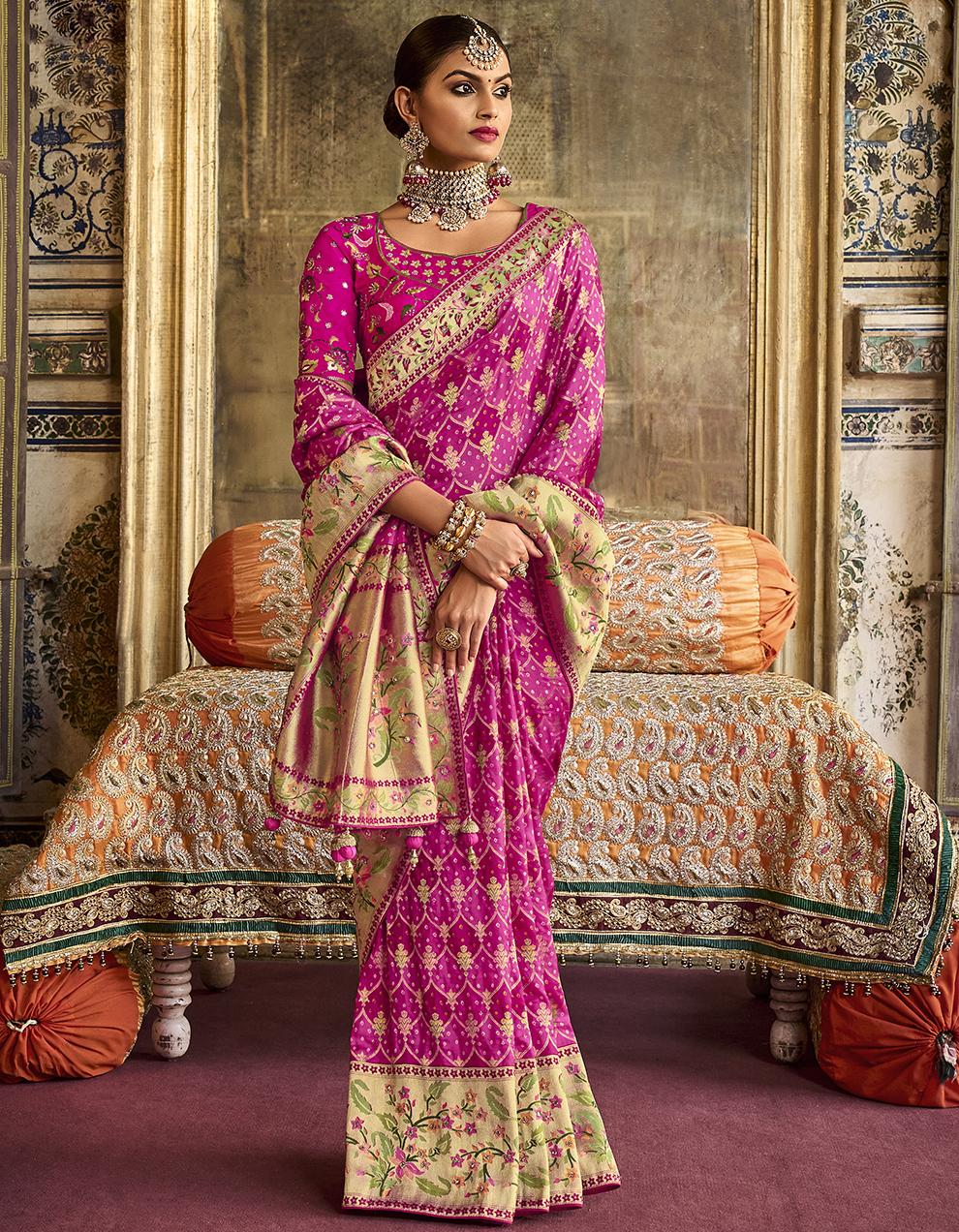 Pink Pure Dola Silk Saree for Women With Blouse SD27891