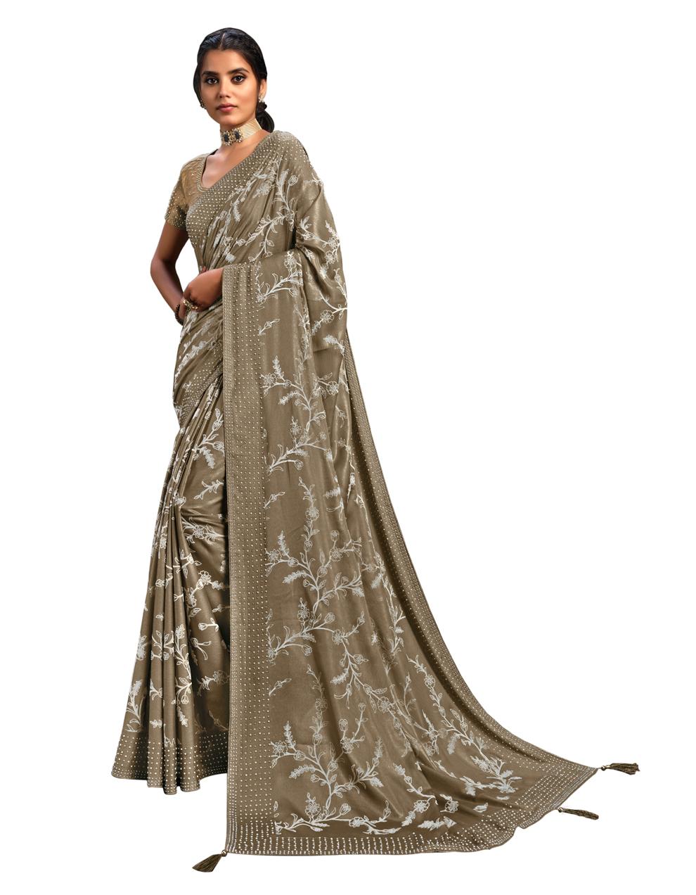 Beige Silk Georgette Saree With Blouse MH23953