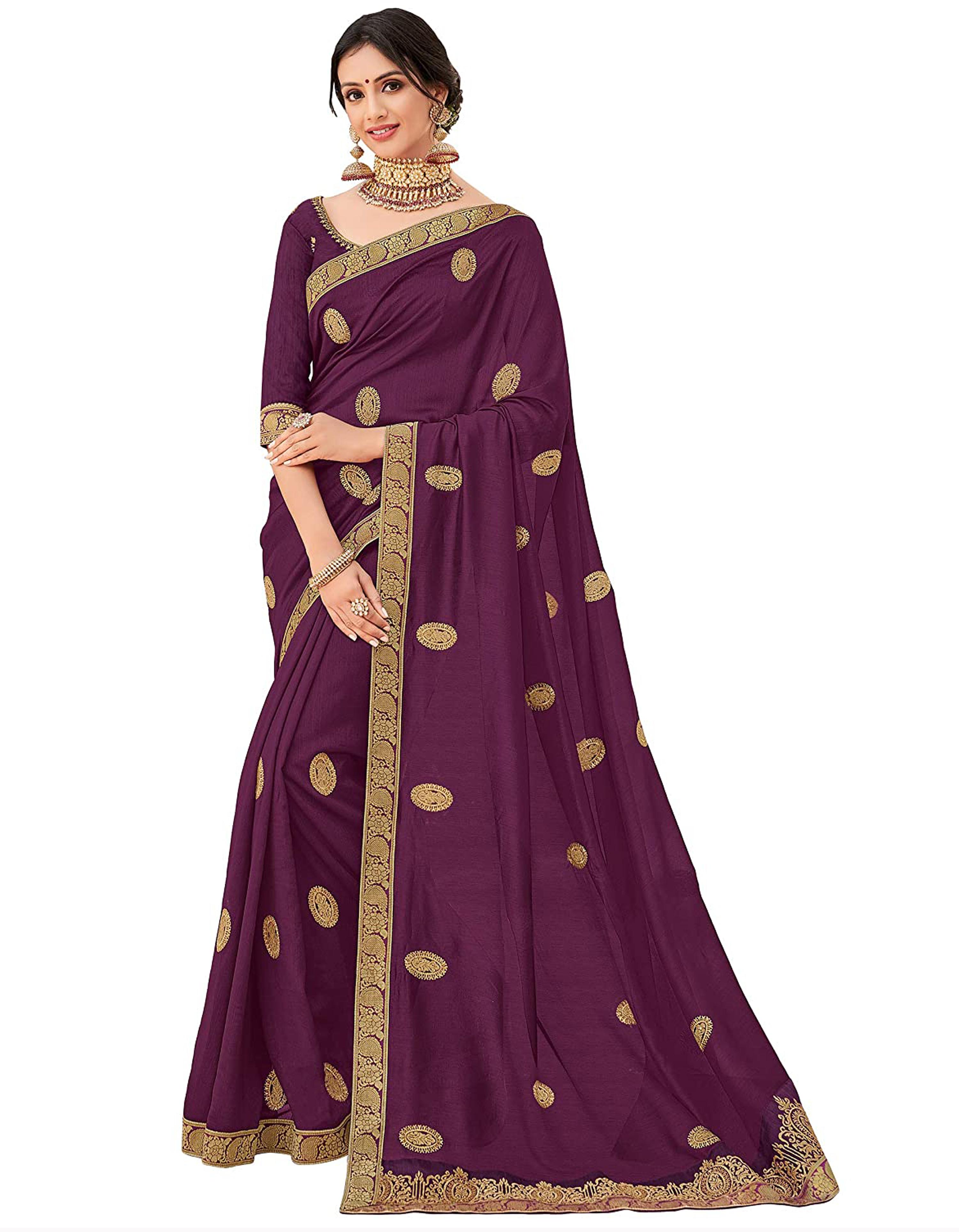 Purple Silk Saree With Blouse IW20273