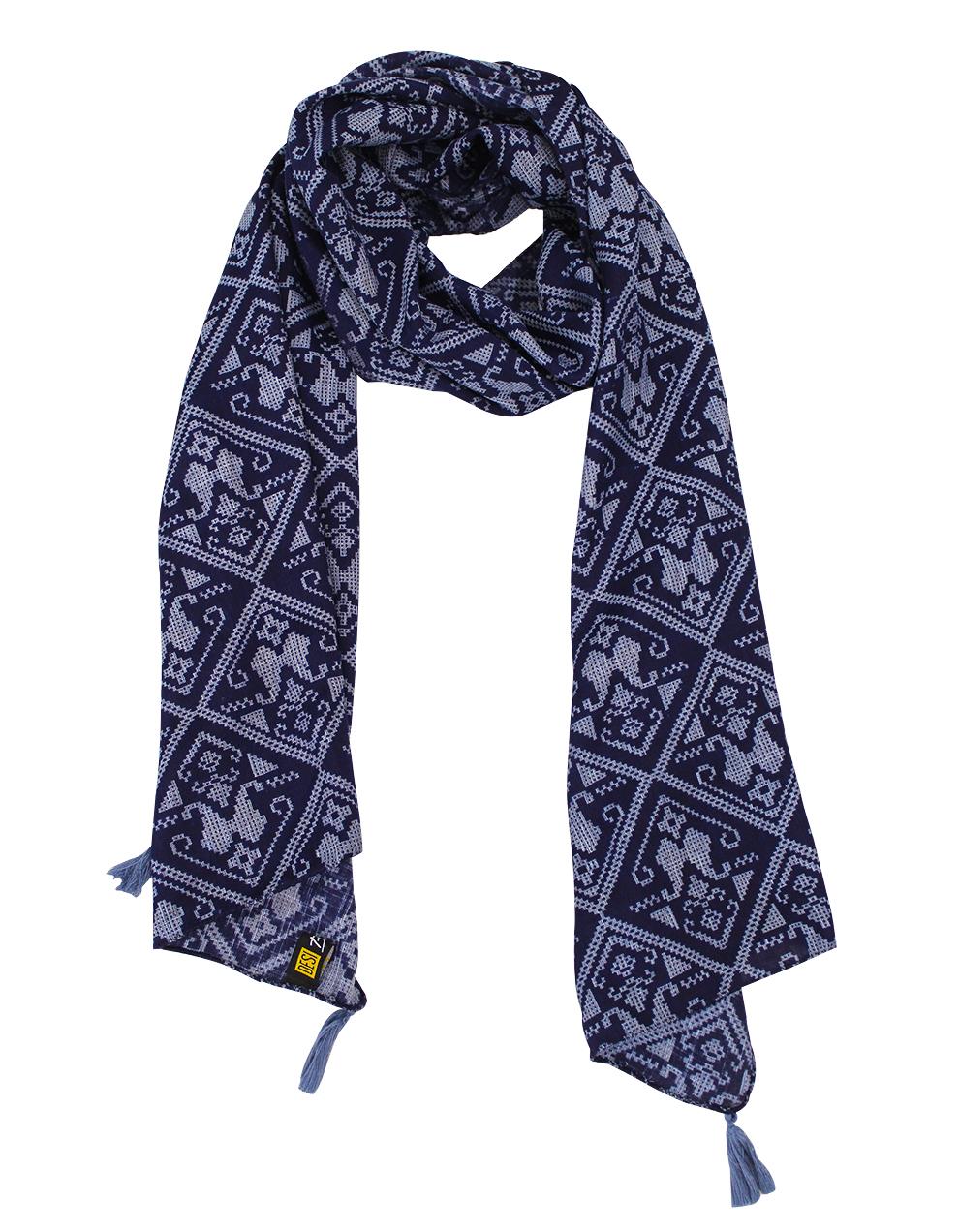 Blue Rayon Printed Casual Wear Women Scarf SC75