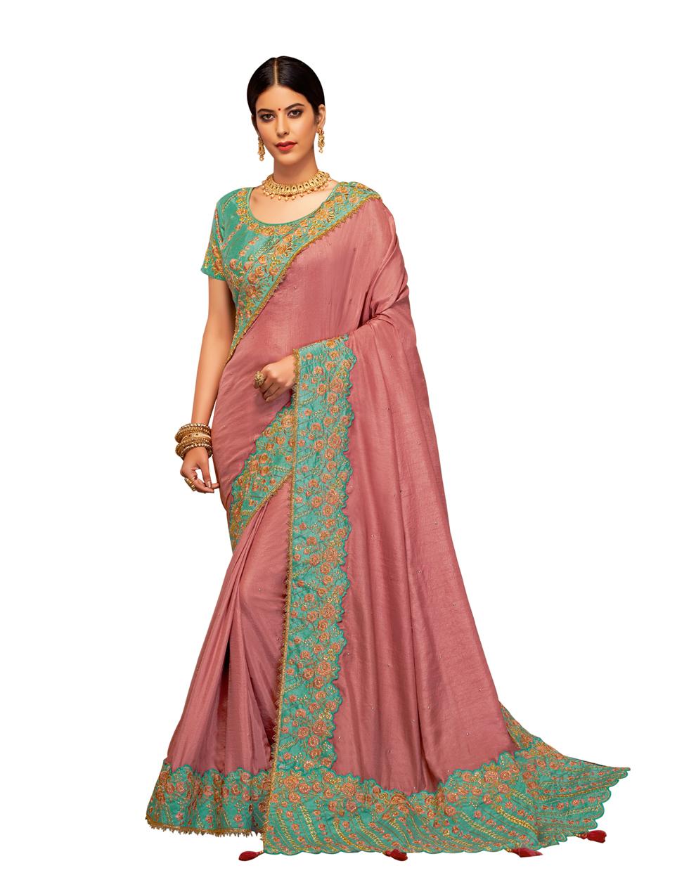 Onion Pink Silk georgette Saree With Blouse MH23172