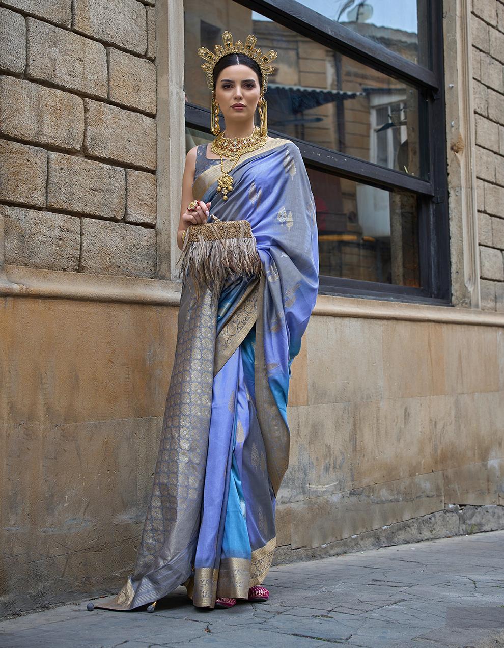 BLUE Art Silk Saree for Women With Blouse SD29094