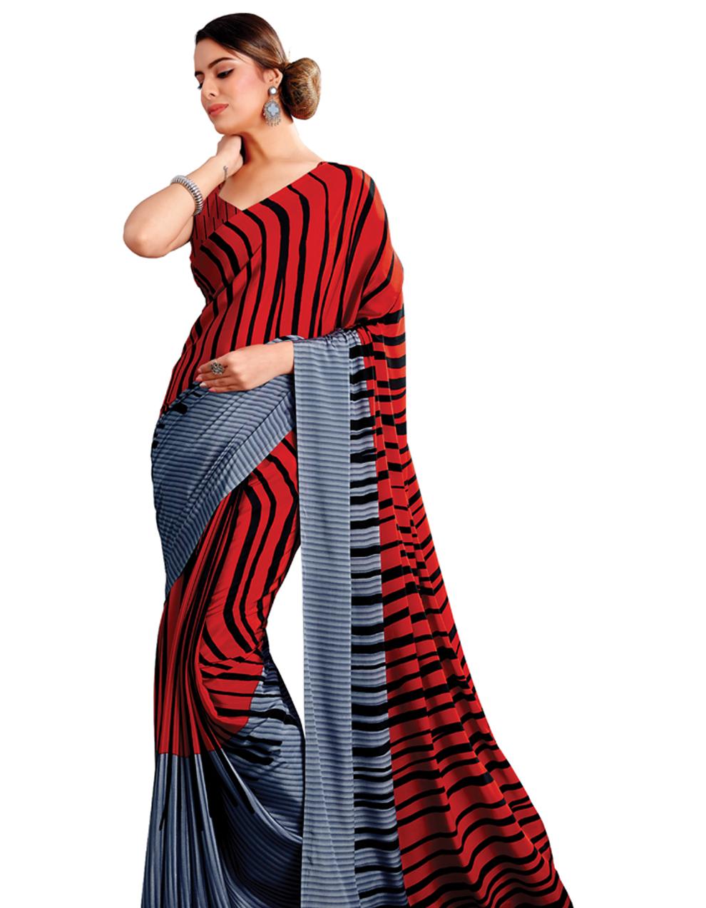 Red CREPE SILK Saree for Women With Blouse SD28773