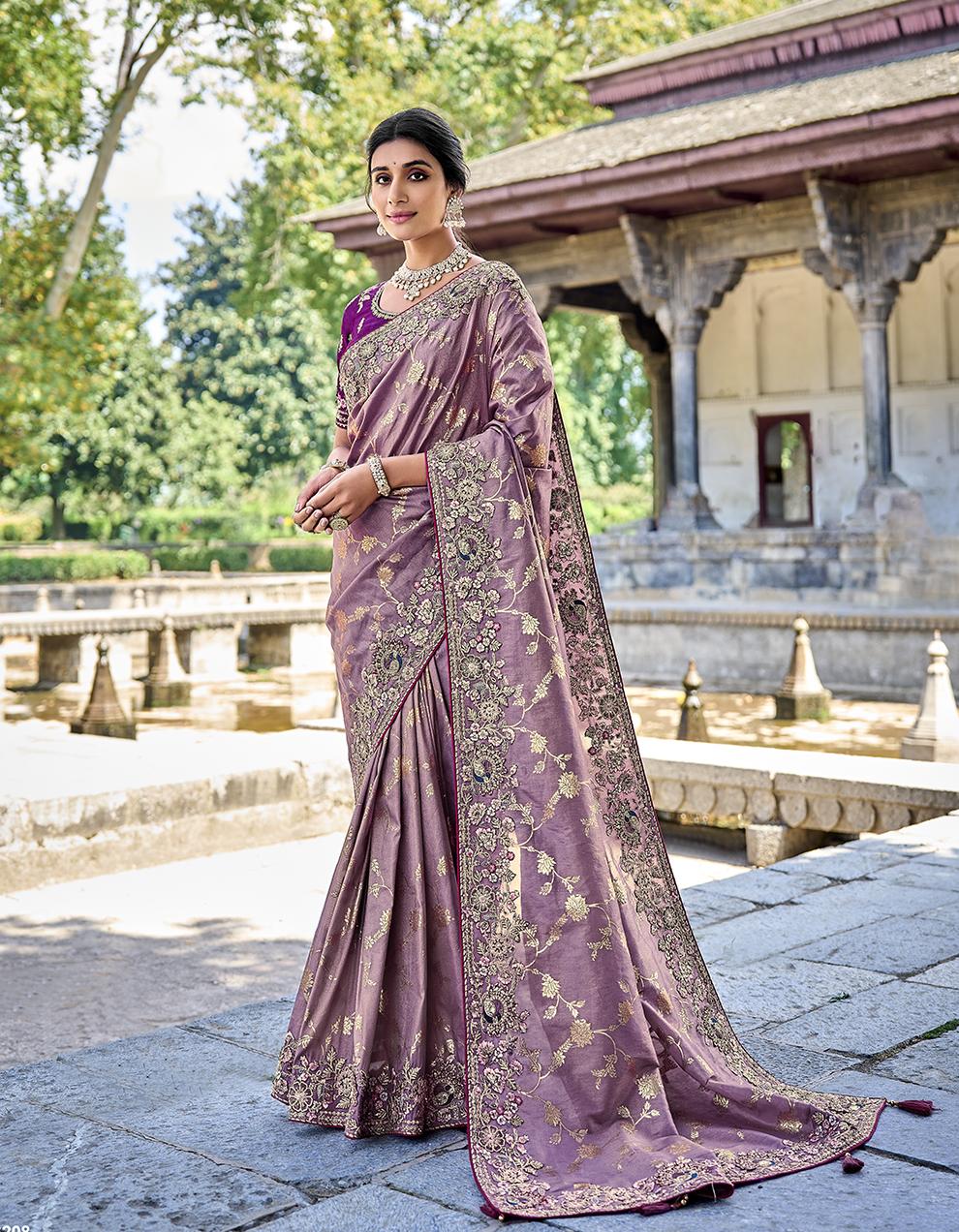 purple Banarasi Silk Saree for Women With Blouse SD29023
