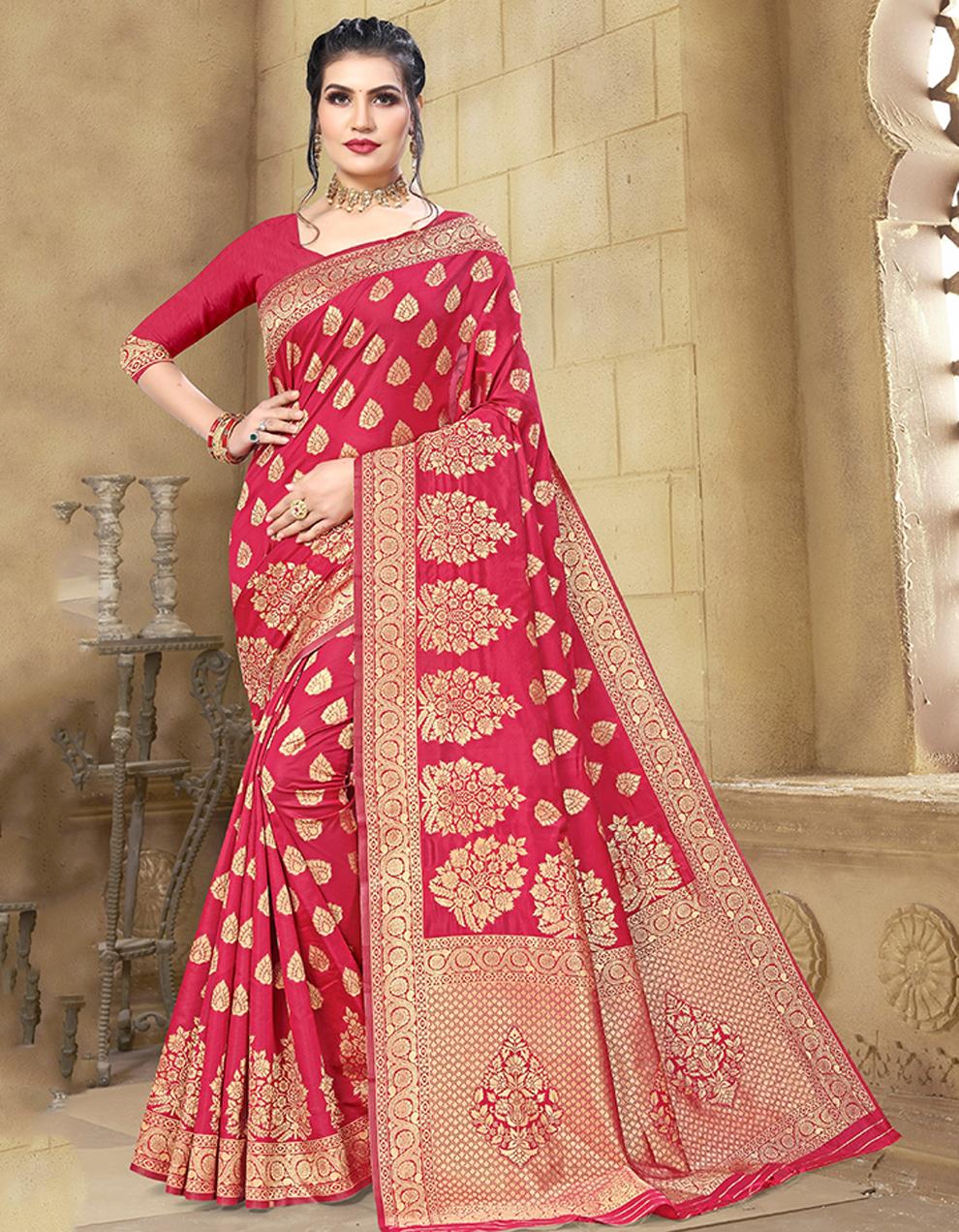 Pink Cotton Silk Saree With Blouse IW24601