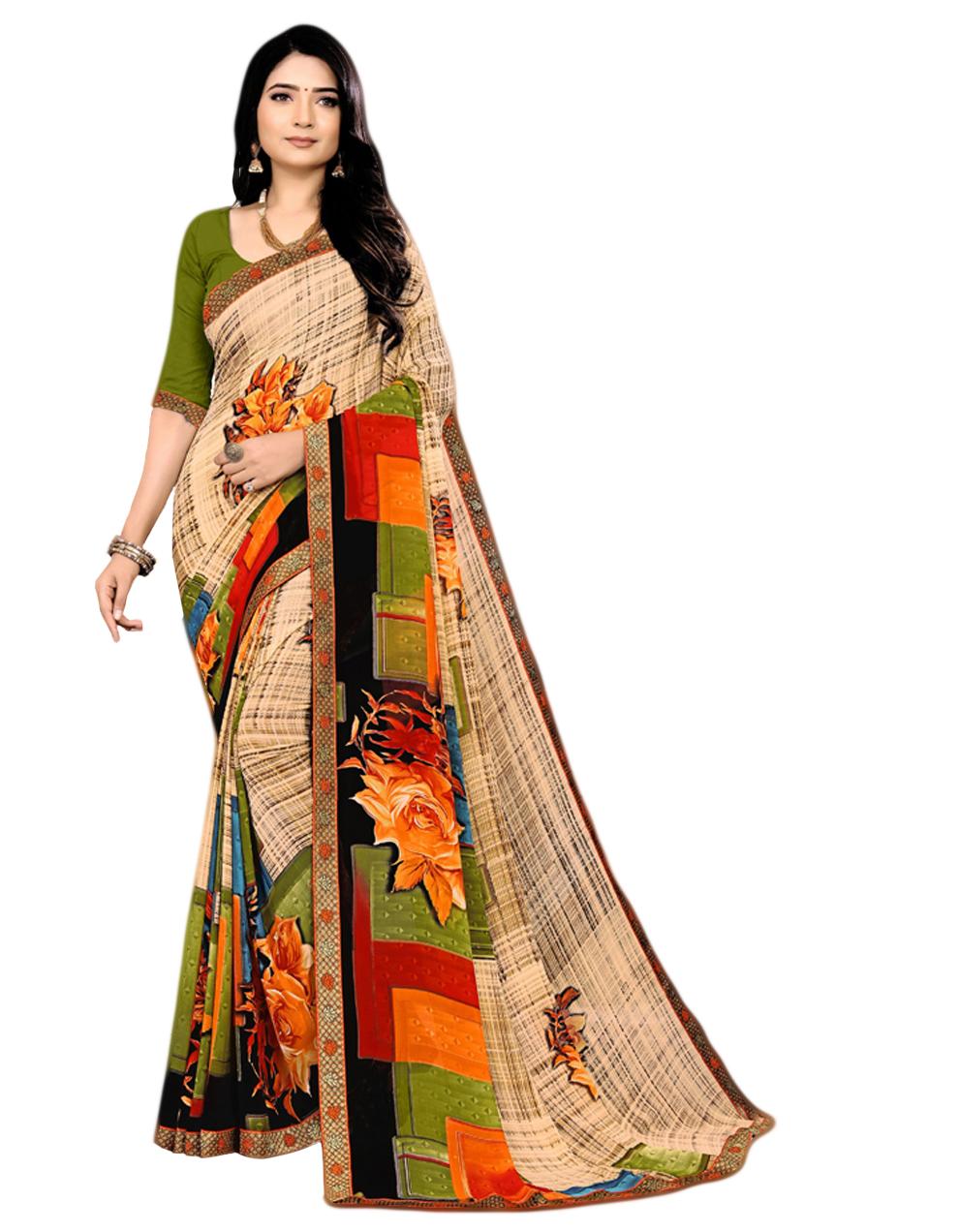 Multicolor Georgette Saree With Blouse IW24688