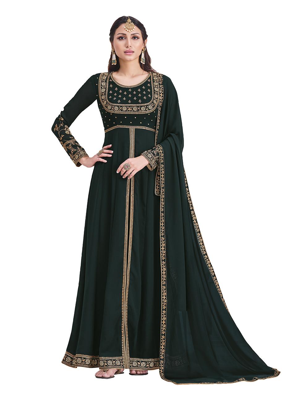 Green Georgette Anarkali Suit with Heavy Embroidery Work SAF8664
