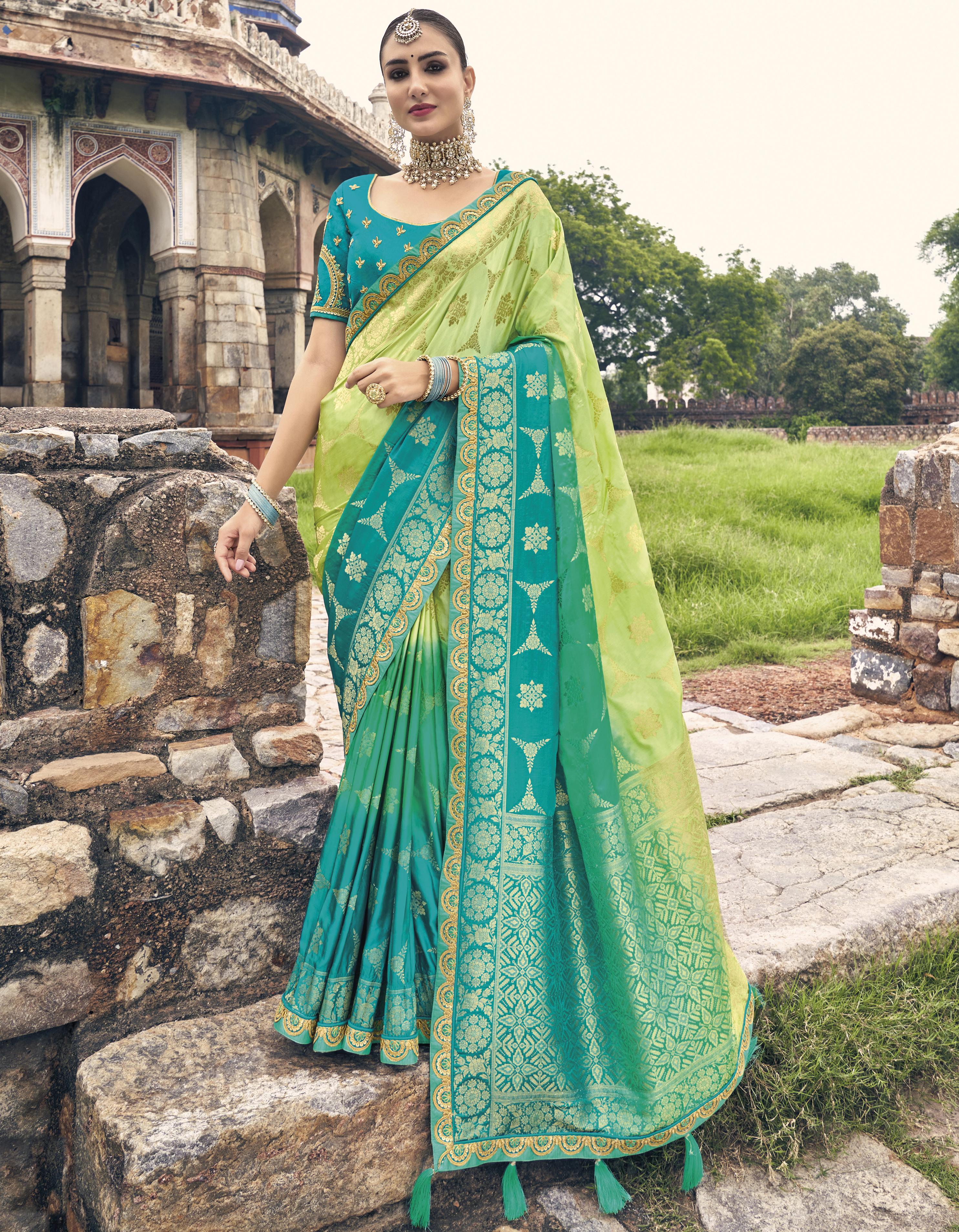 Green Silk Saree for Women With Blouse SD27211