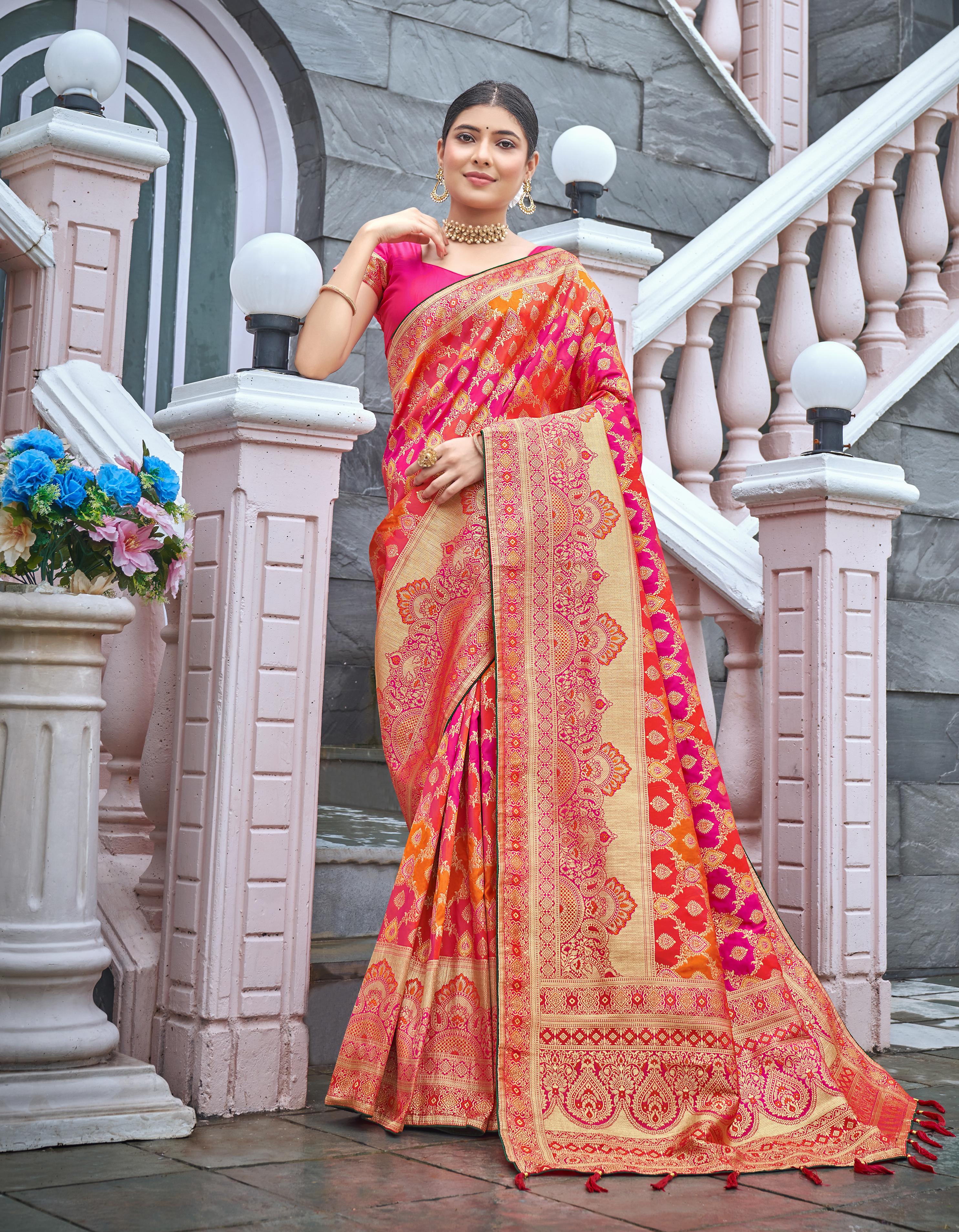 Multicolor Banarasi Silk Festive wear Saree for Women With Blouse SD27151