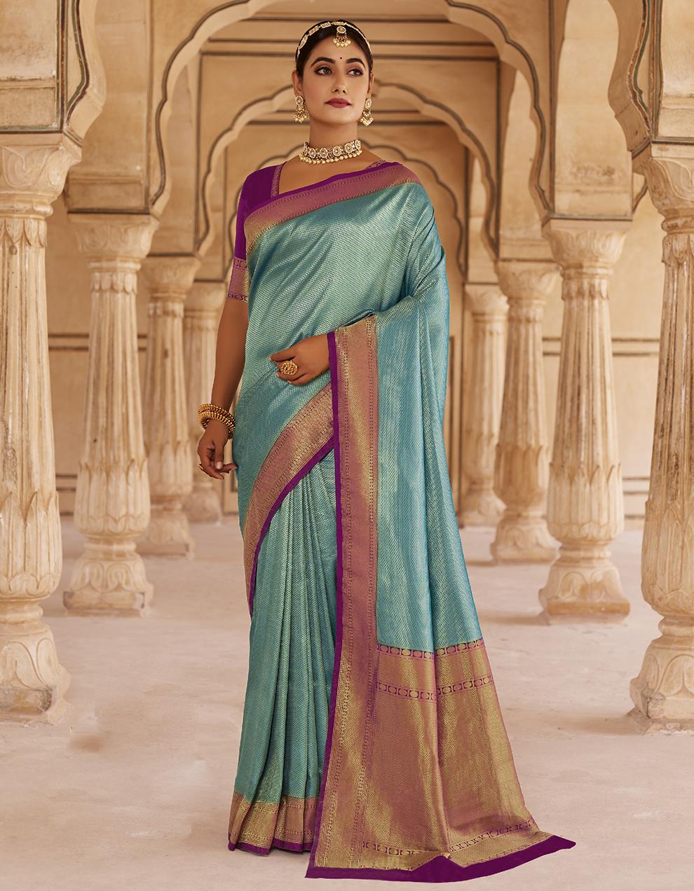 Blue Silk Saree for Women With Blouse SD27838