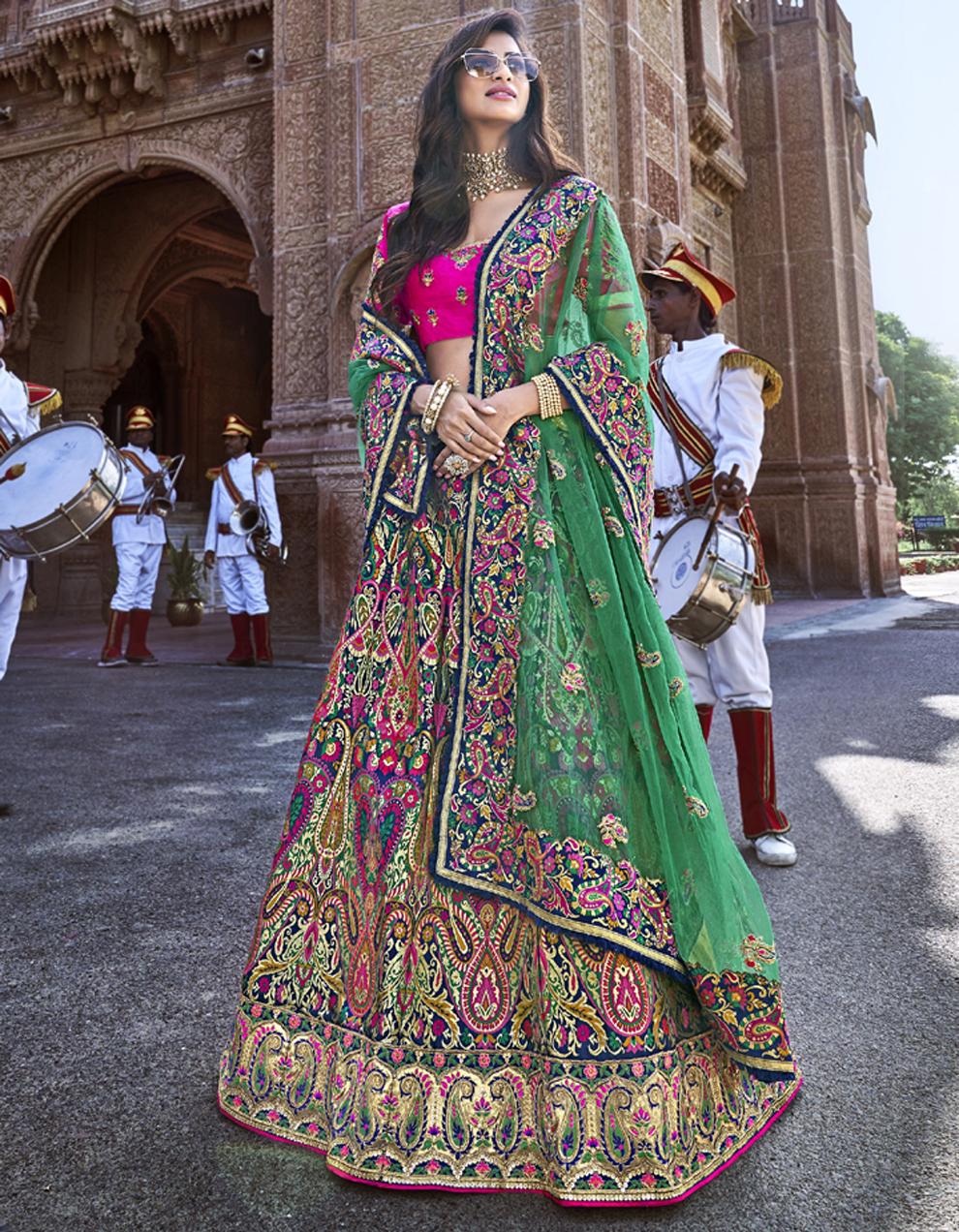 Banarasi Silk Multicolor Semi Stitched Lehenga with Choli And Dupatta LSD2784