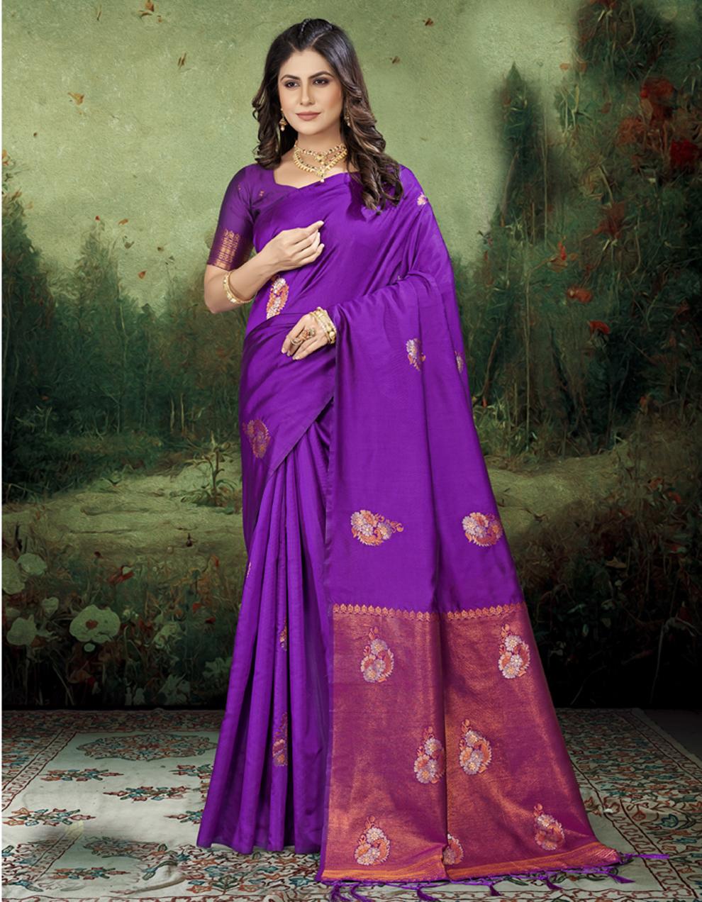 Purple SOFT SILK Saree for Women With Blouse SD28665