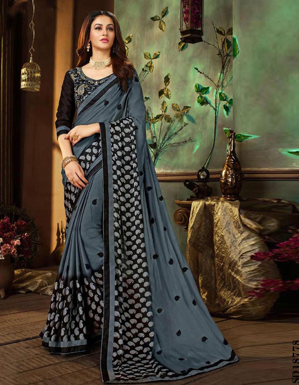 Grey Georgette Saree With Blouse SD18778