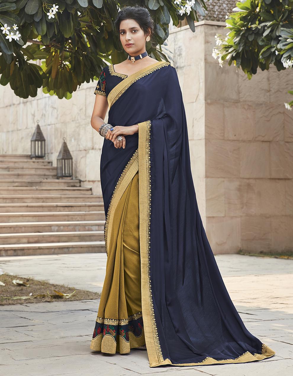 Multicolor Banarasi silk Saree With Blouse SD23870