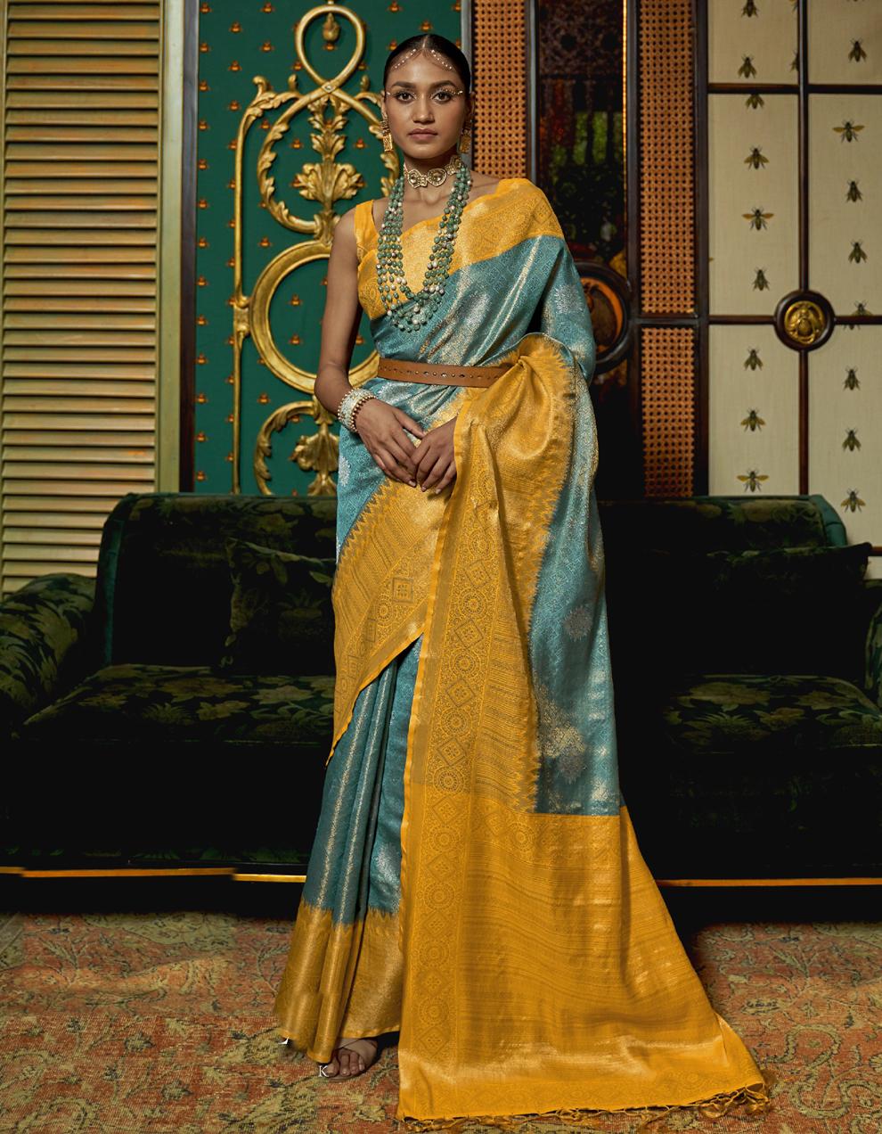 Yellow Silk Saree for Women With Blouse SD27648