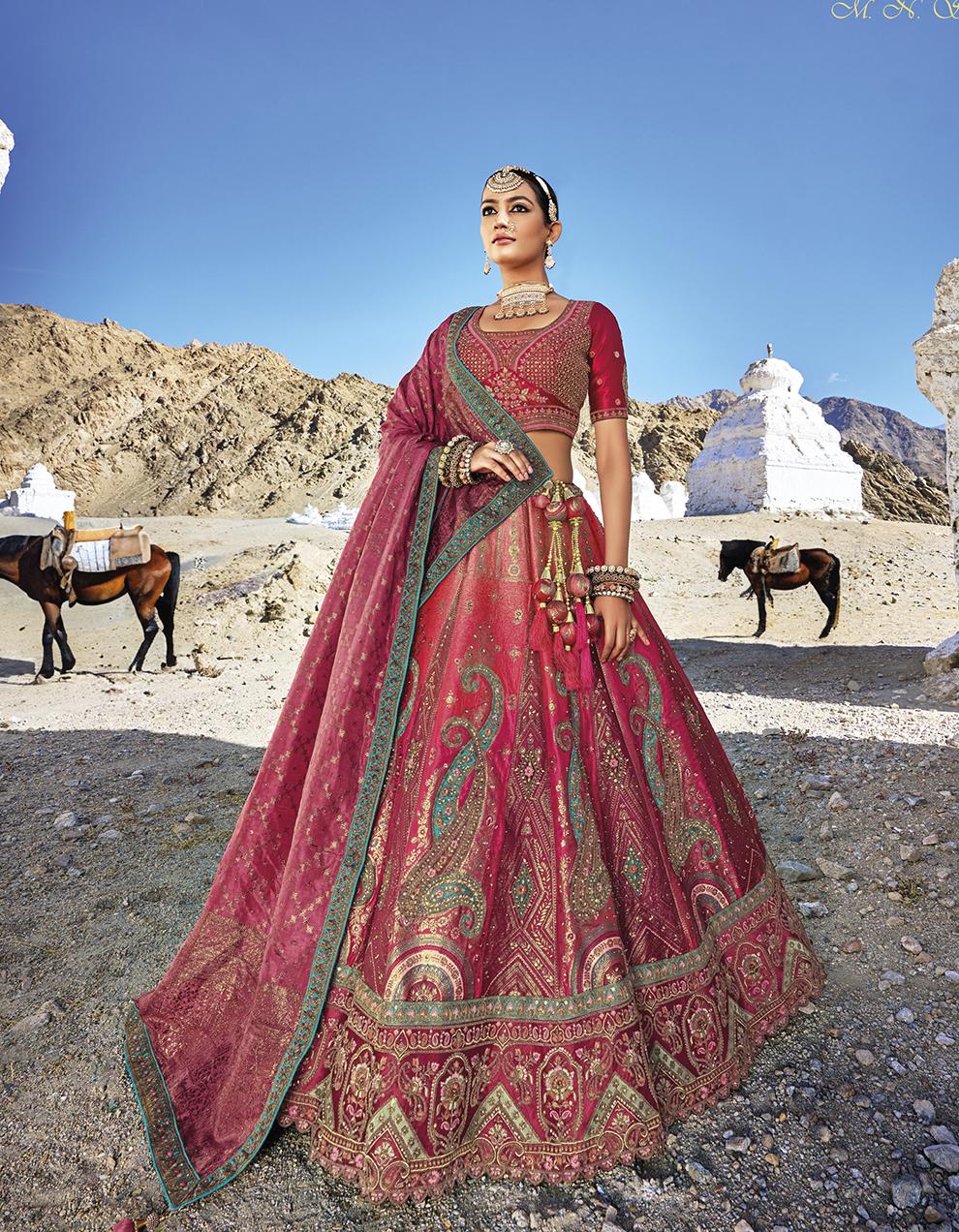 Banarasi Silk RED Semi-stitched Lehenga with Choli And Dupatta LSD3022