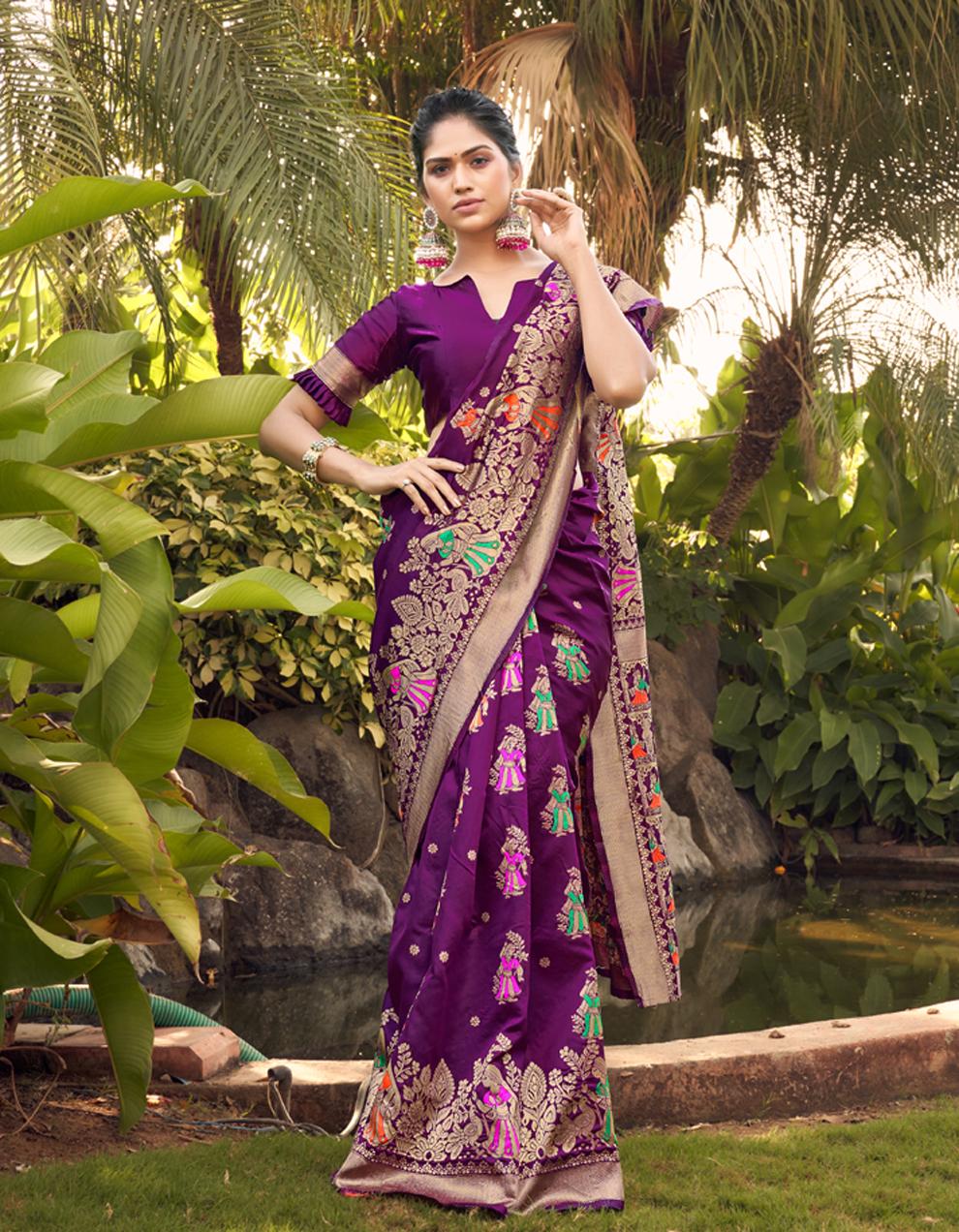 Purple SOFT SILK Saree for Women With Blouse SD28633