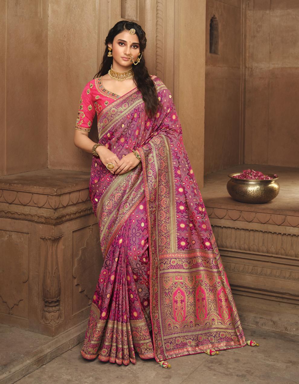 Pink  SILK Saree for Women With Blouse SD28499