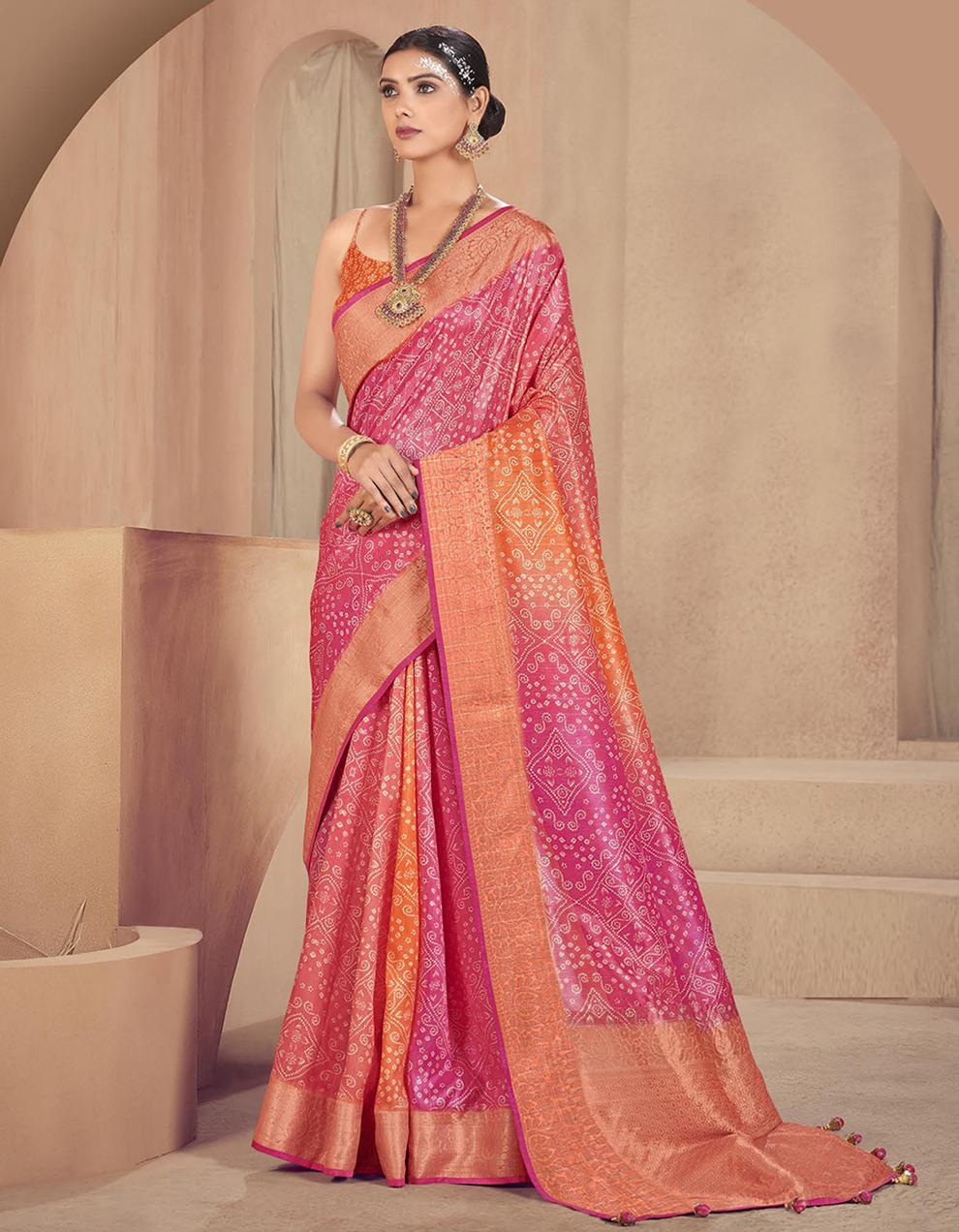 Multicolor Raw Silk Saree With Blouse SD25839