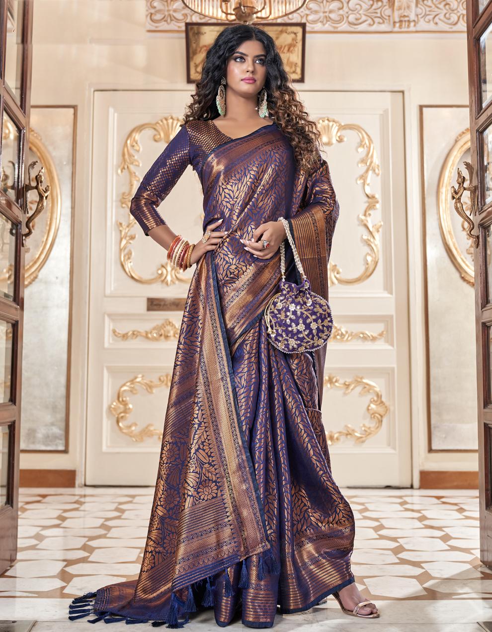 Blue Soft Silk Saree for Women With Blouse SD27673