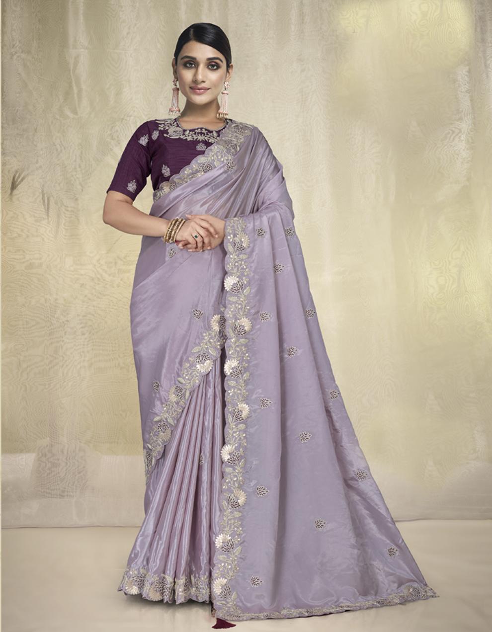 Purple ART SILK Saree for Women With Blouse SD28554