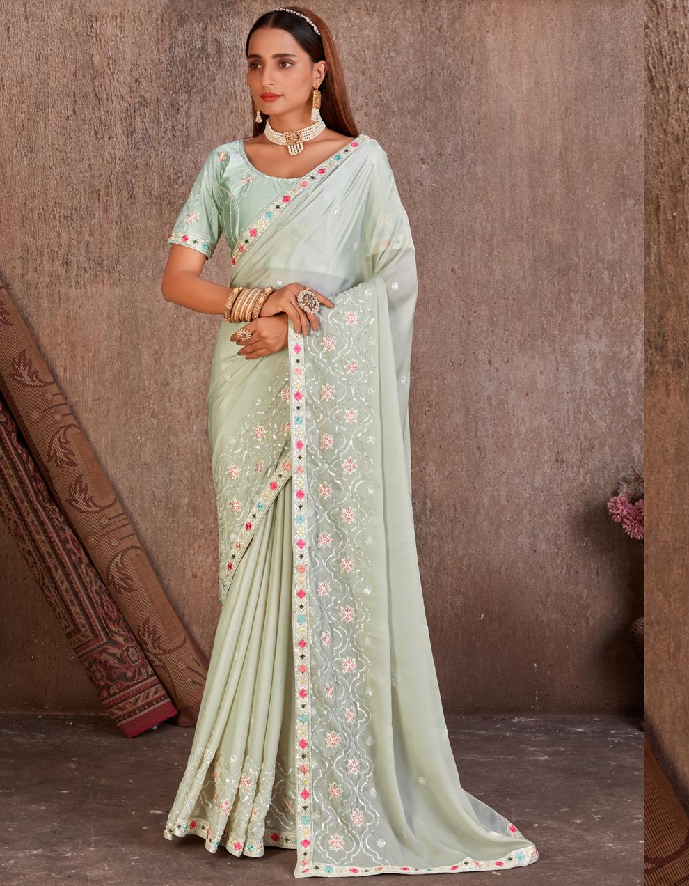Green Silk Saree for Women With Blouse SD27732