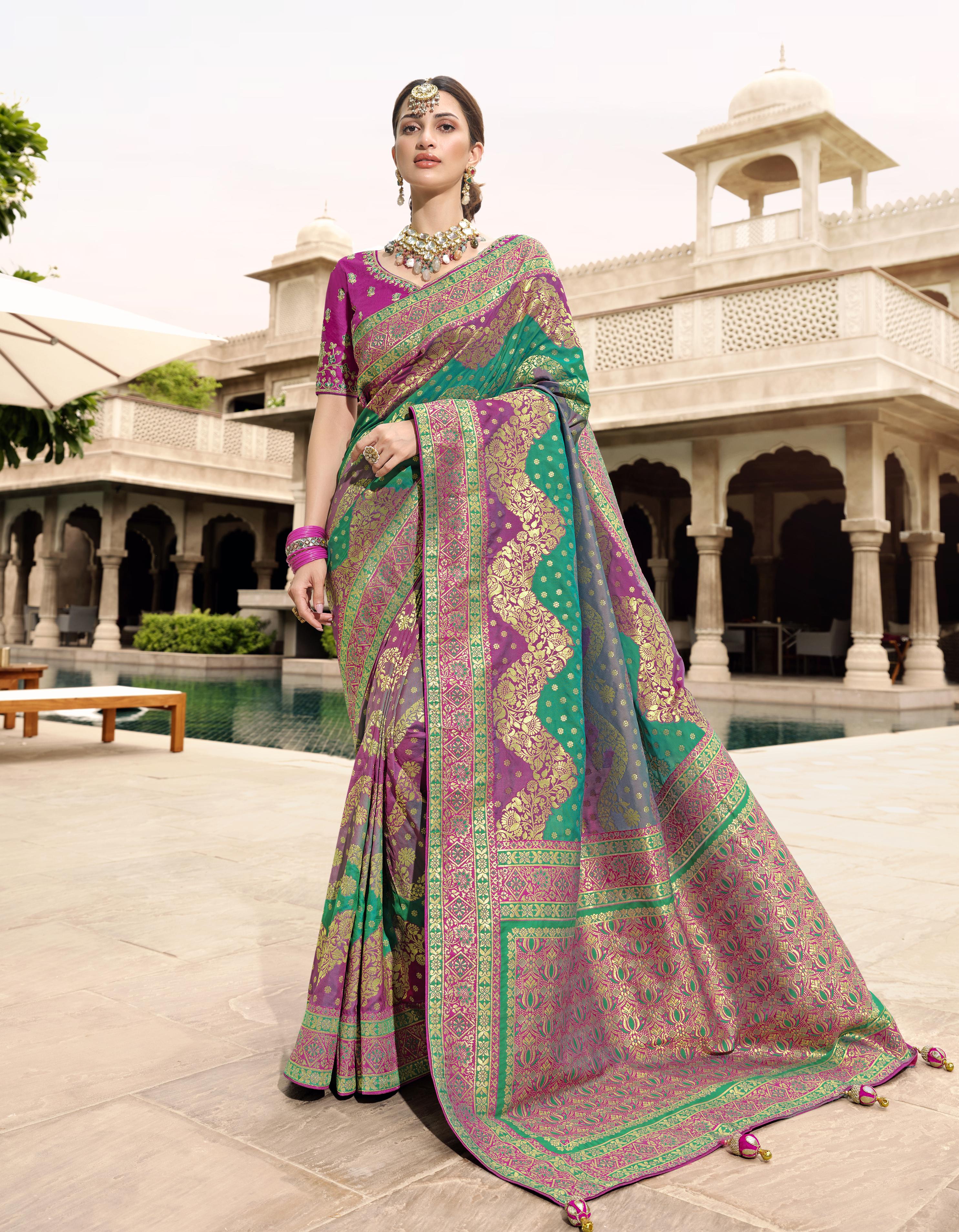 Green Silk Festive wear Saree for Women With Blouse SD27194