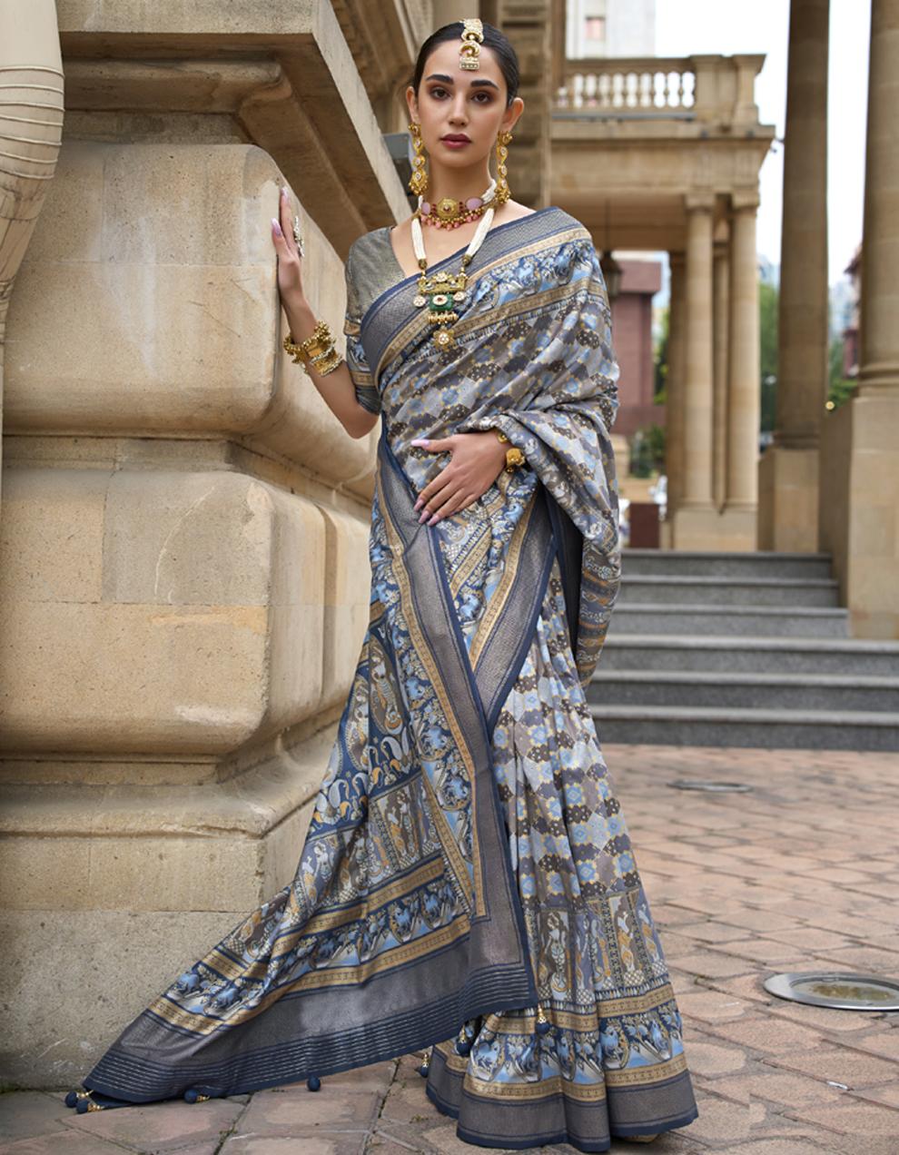 BLUE Art Silk Saree for Women With Blouse SD28999