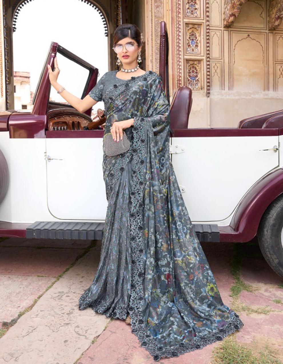 Grey Art Silk Saree for Women With Blouse SD28893