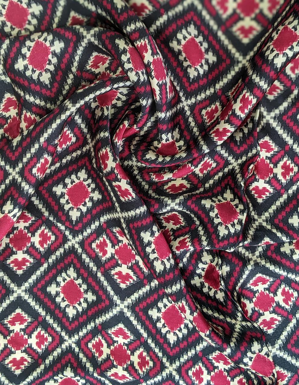 Red Gaji Silk Unstitched Fabric for Men & Women's Shirt/Kurta/Top/Kameez FB88