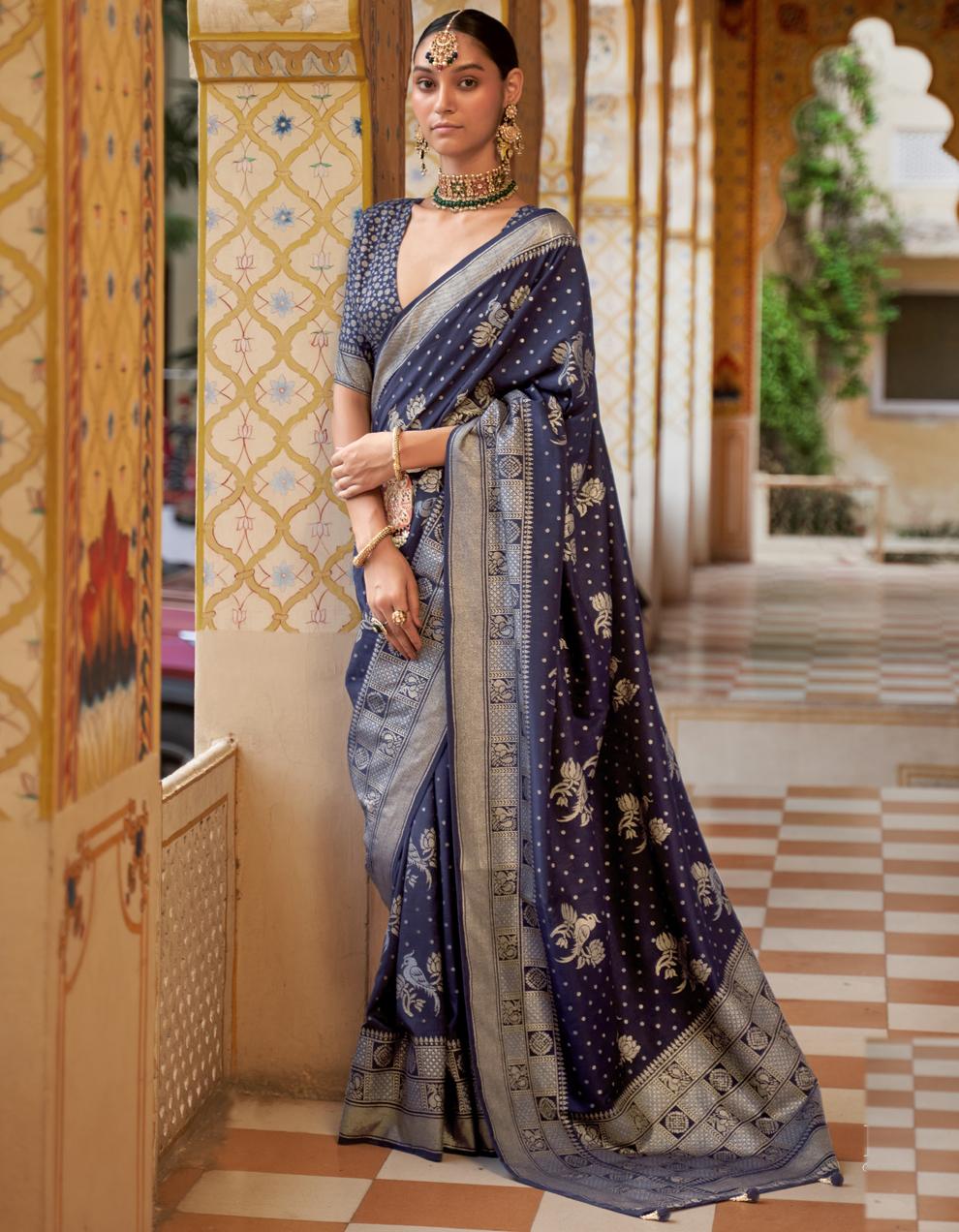 Grey Silk Saree for Women With Blouse SD27877