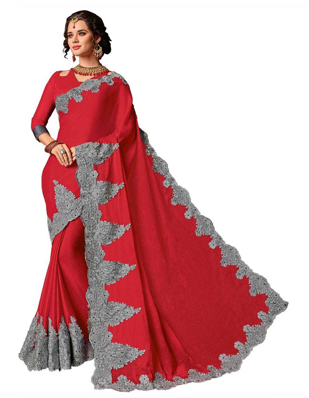 Red Georgette Saree With Blouse IW17686